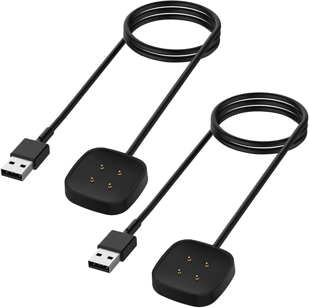 Charger for Fitbit Versa 4/Versa 3/Sense 2/Sense, Replacement Charging Cable Cord Magnetic Dock Stand for Fitbit Sense 1/2, Versa 3/4 Smartwatch [2Pack, 1m/3.3ft] - Image 1