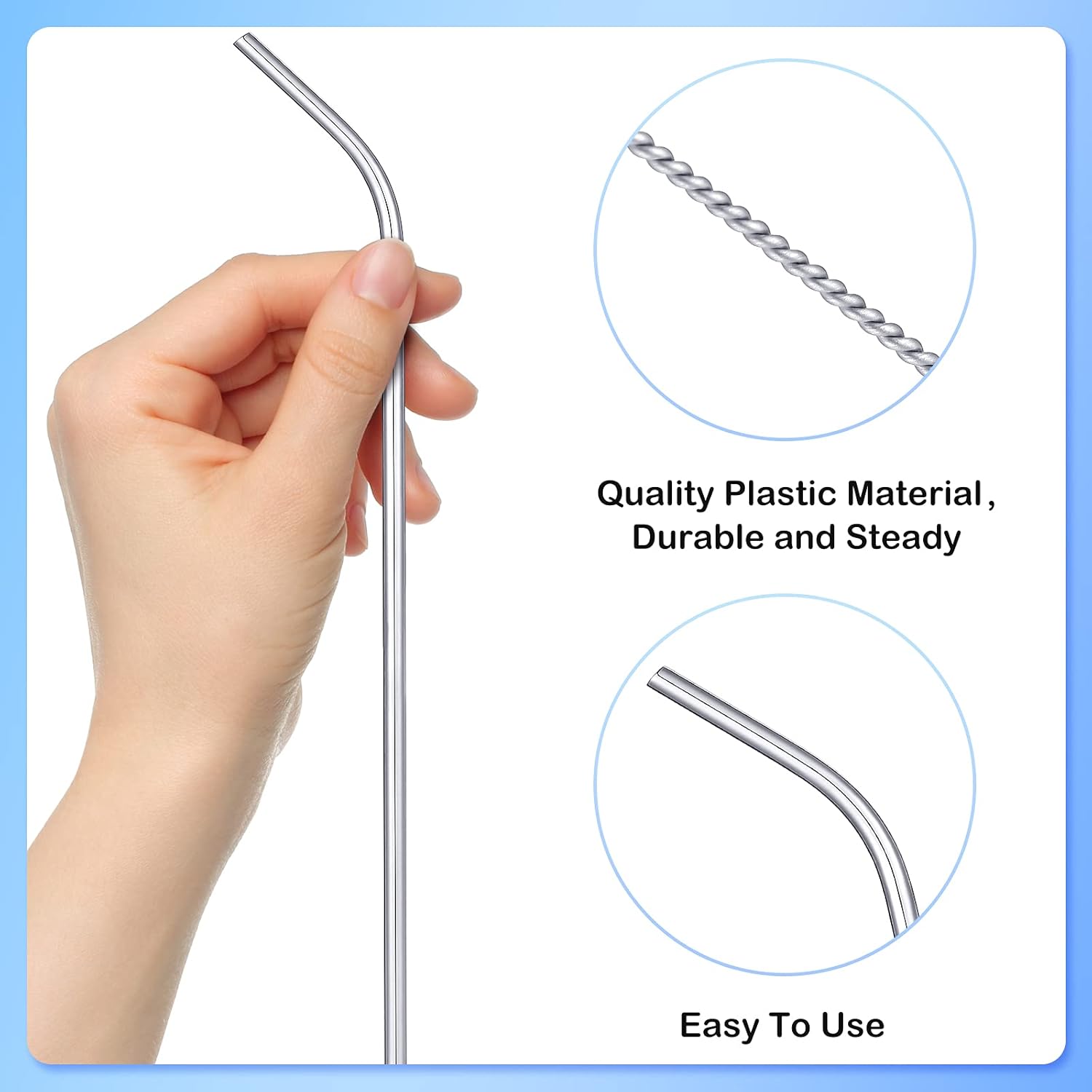 8 Pieces 14 Inch Reusable Stainless Steel Straws Long Drinking Straws for 100 oz Tumblers, Extra with 4 Pieces Cleaning Brush(Silver) - Image 3