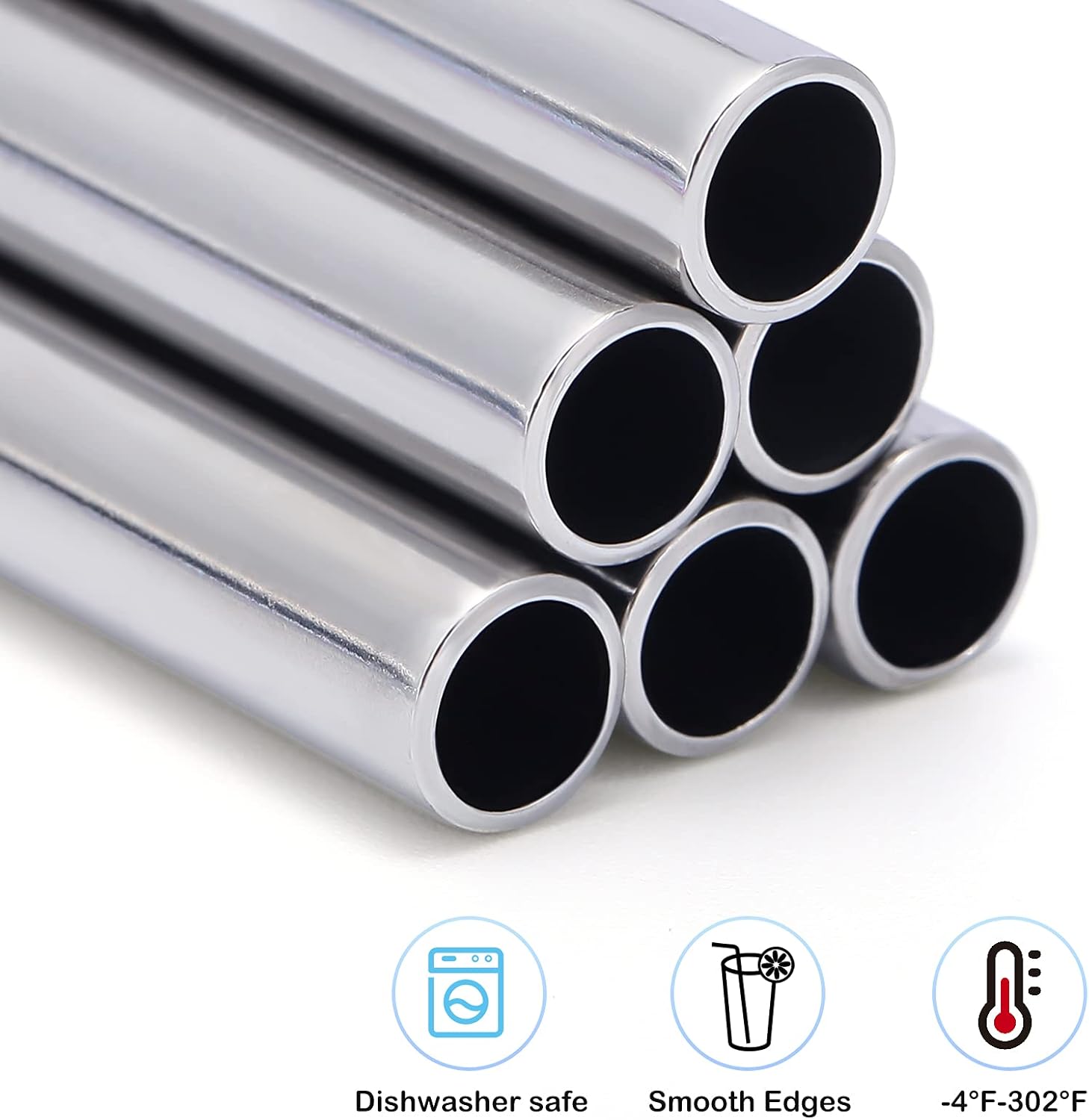 8 Pieces 14 Inch Reusable Stainless Steel Straws Long Drinking Straws for 100 oz Tumblers, Extra with 4 Pieces Cleaning Brush(Silver) - Image 4