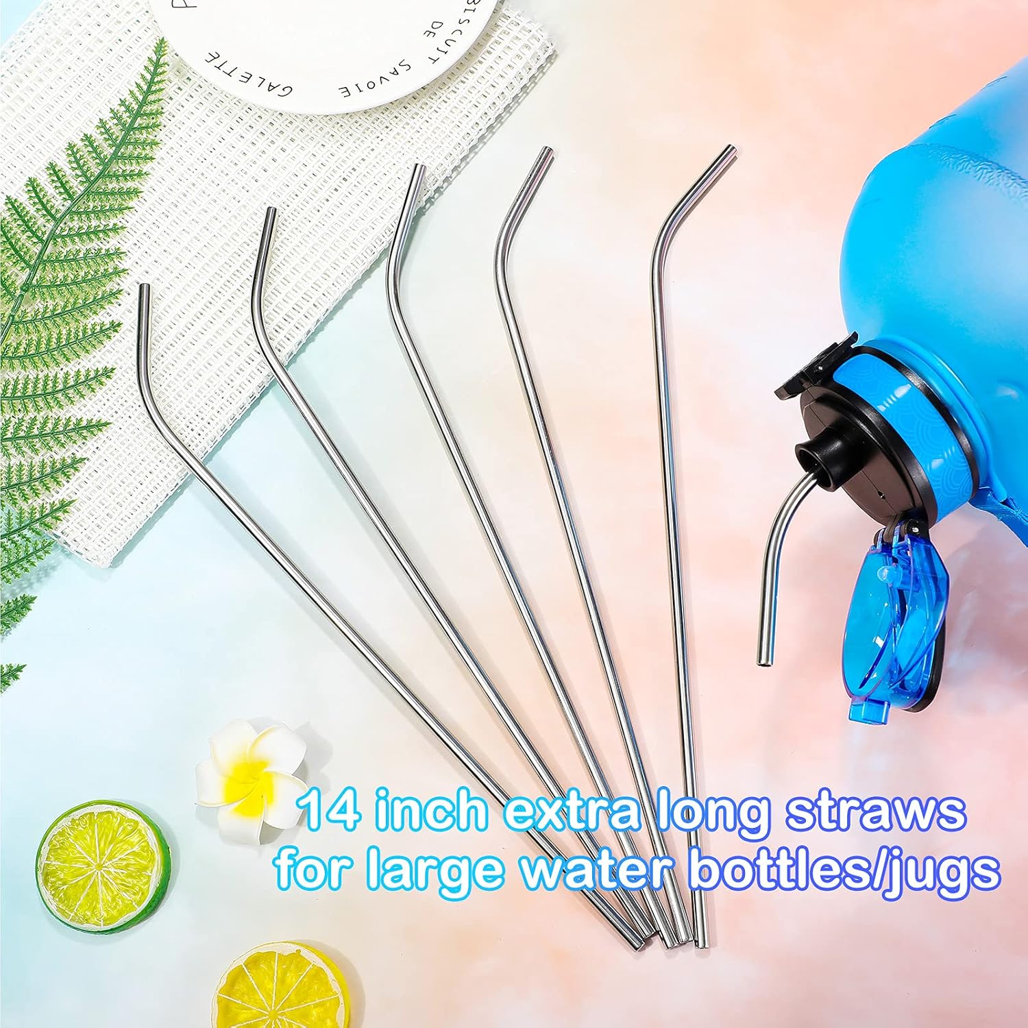 8 Pieces 14 Inch Reusable Stainless Steel Straws Long Drinking Straws for 100 oz Tumblers, Extra with 4 Pieces Cleaning Brush(Silver) - Image 6