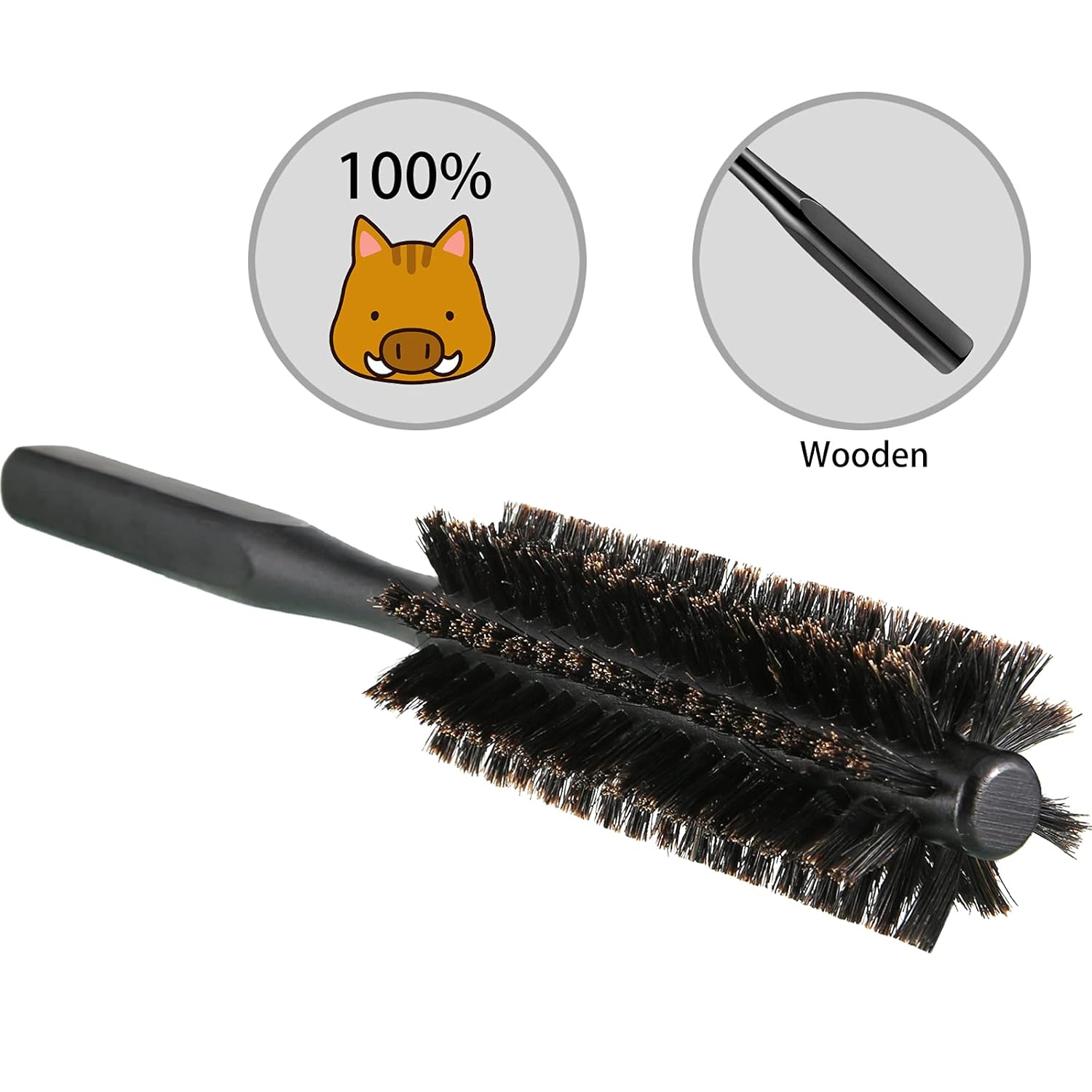 2 Pieces Thick Round Hair Comb Bristle Blow Drying Hairbrush Small Brush Short Hair Massage Comb Head Massage Round Brush Roll Hairbrush for Wet or Dry(Black) - Image 4