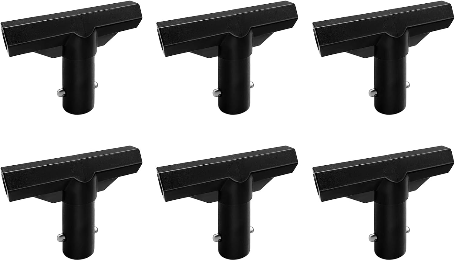 6 Pack Trampoline Plastic T-Connector, Trampoline Pole Cap Tops-T Tube Connectors, Enclosure Replacement Parts for Connect Top Ring Net and Fiberglass Rods, Black - Image 1