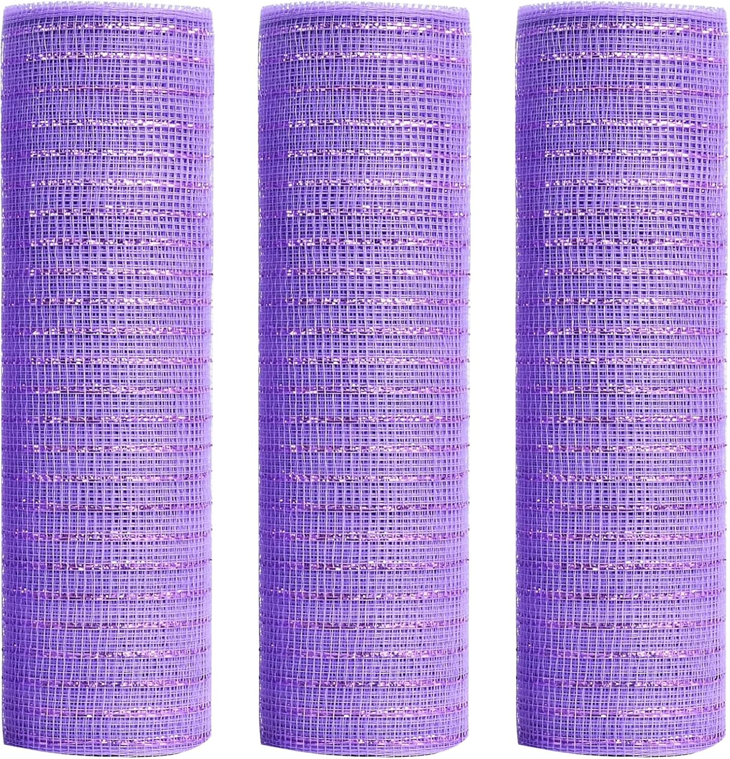 Purple Deco Mesh, Easter Ribbons with Metallic Foil, Poly Mesh Ribbon for Spring Wreath Making, Easter Day Décor, 10 inch x 30 feet, 3 Rolls - Image 1