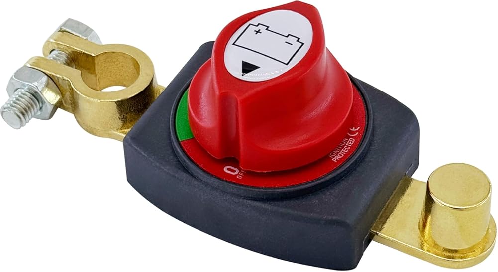 Top Post Battery Disconnect Switch 12V - 48V, Marine Battery Switch Disconnect Power Cut Shut Off for Car, RV and Boat (Negative, On/Off) - Image 1