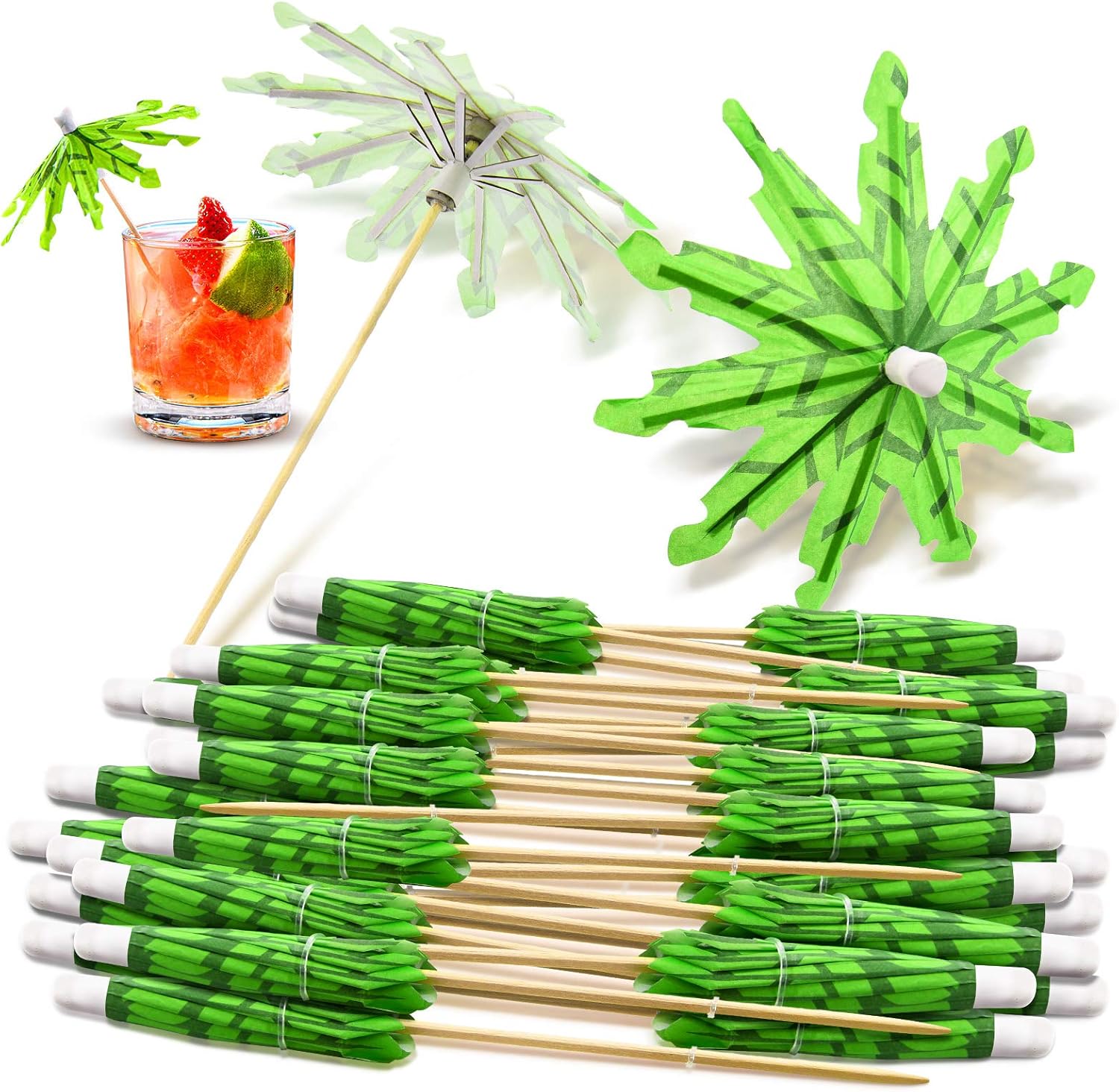 40 Pcs Drink Umbrellas Cocktail Picks, Coconut Palm Tree Cocktail Umbrellas for Drinks, Mini Paper Umbrella Toothpicks Sticks for Summer Hawaiian Cupcake Toppers Tropical Party Decor - Image 1
