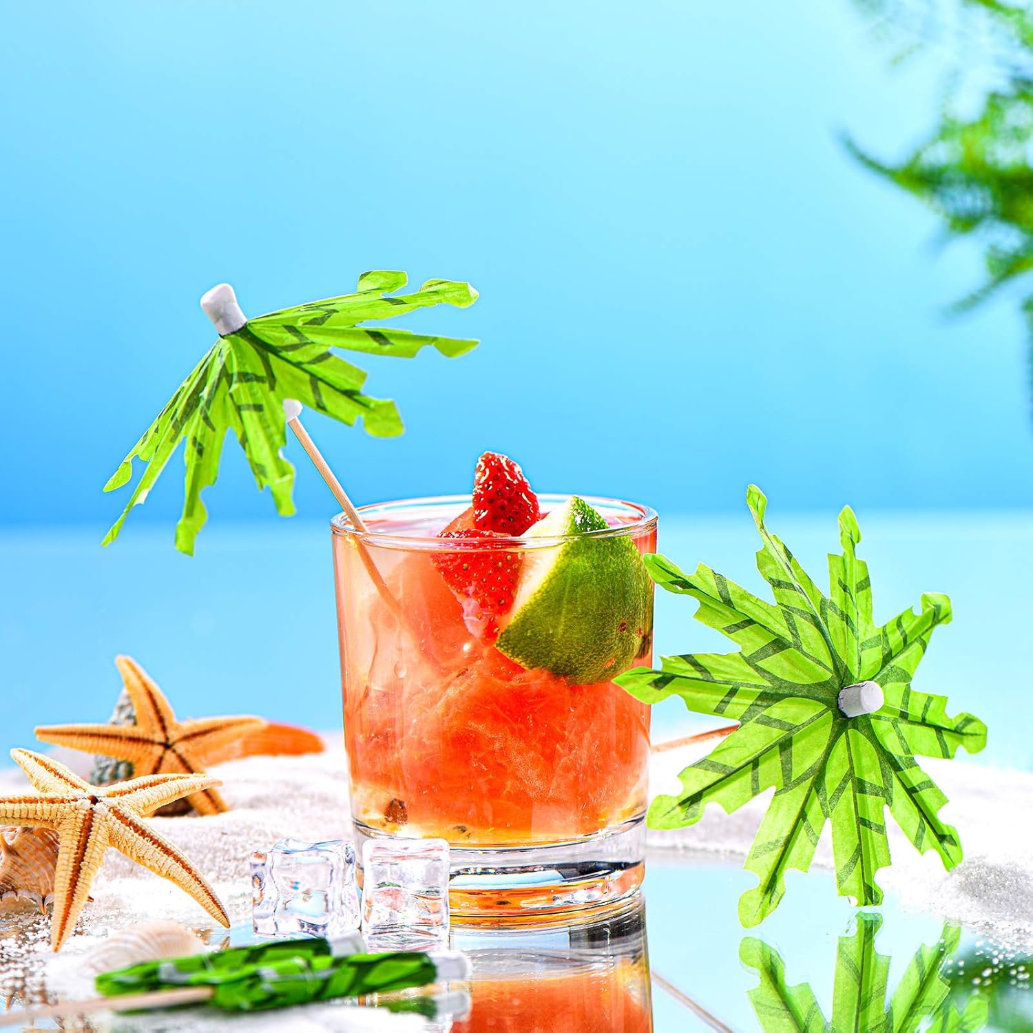40 Pcs Drink Umbrellas Cocktail Picks, Coconut Palm Tree Cocktail Umbrellas for Drinks, Mini Paper Umbrella Toothpicks Sticks for Summer Hawaiian Cupcake Toppers Tropical Party Decor - Image 3