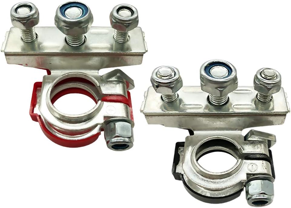 Battery Terminal Ends Connectors Clamps, Tinned Copper Battery Terminal Protector with 3 Mounting Studs for Car, Van and More (1 Pair) - Image 1