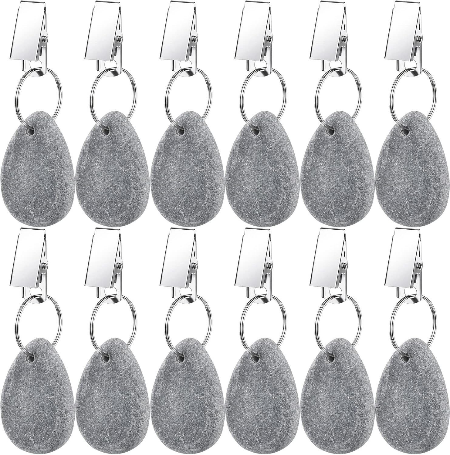 12 Pcs Tablecloth Weights Tablecloth Pendant Teardrop Shape Table Cover Weights with Metal Clips for Outdoor Picnic Garden Dinner Table Cover Decoration(Light Gray) - Image 1