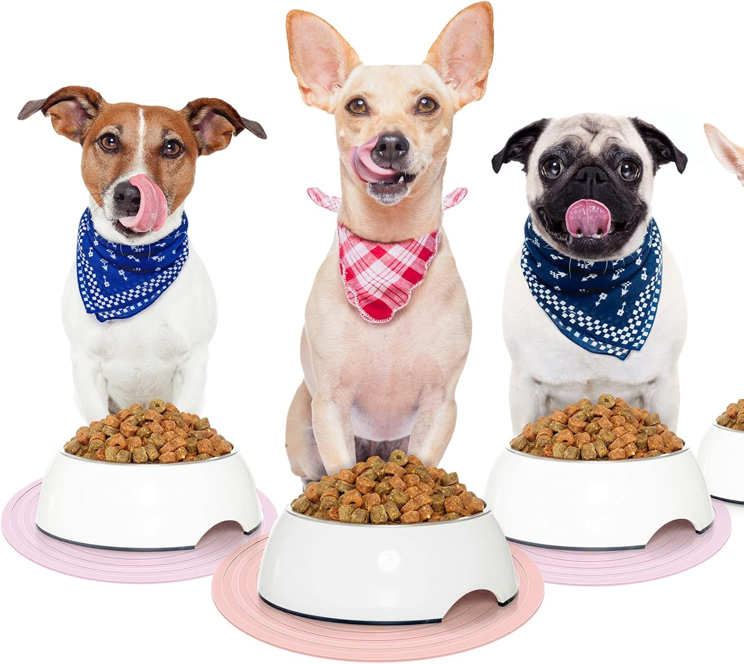 2 Pieces Silicone Pet Food Mat Pet Feeding Mat for Dog and Cat Food Bowl Placemat Preventing Food and Water Overflow Suitable for Medium and Small Pet, 9.5 x 9.5 Inch and 7.1 x 7.1 Inch (Pink) - Image 6