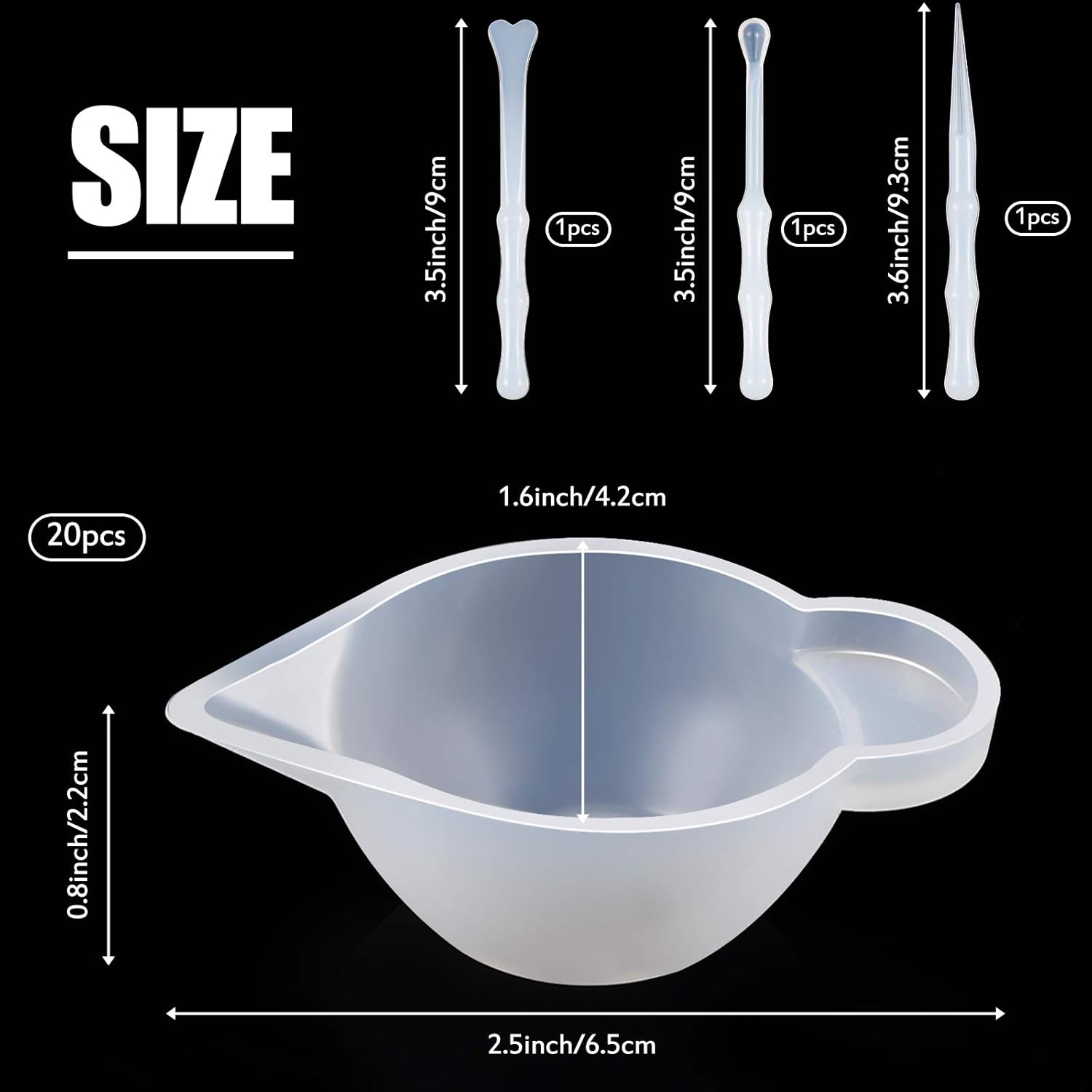 23 Pcs Silicone Mould Cup Dispensers Mini Measuring Cup Resin Mixing Bowls with Rubber Spoon Glue Stick Small Scraper Color Modulation Tools Kit for DIY Epoxy Resin Craft UV Resin Projects - Image 2
