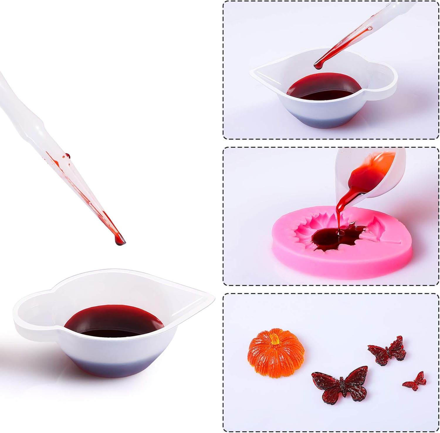 23 Pcs Silicone Mould Cup Dispensers Mini Measuring Cup Resin Mixing Bowls with Rubber Spoon Glue Stick Small Scraper Color Modulation Tools Kit for DIY Epoxy Resin Craft UV Resin Projects - Image 4