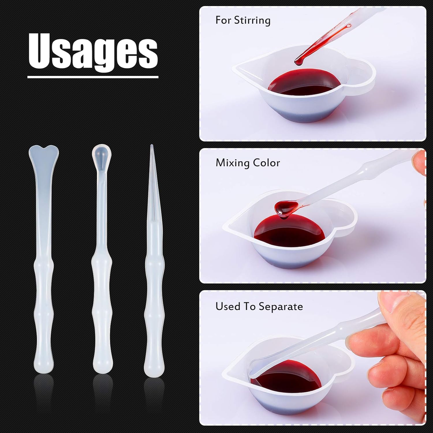 23 Pcs Silicone Mould Cup Dispensers Mini Measuring Cup Resin Mixing Bowls with Rubber Spoon Glue Stick Small Scraper Color Modulation Tools Kit for DIY Epoxy Resin Craft UV Resin Projects - Image 6