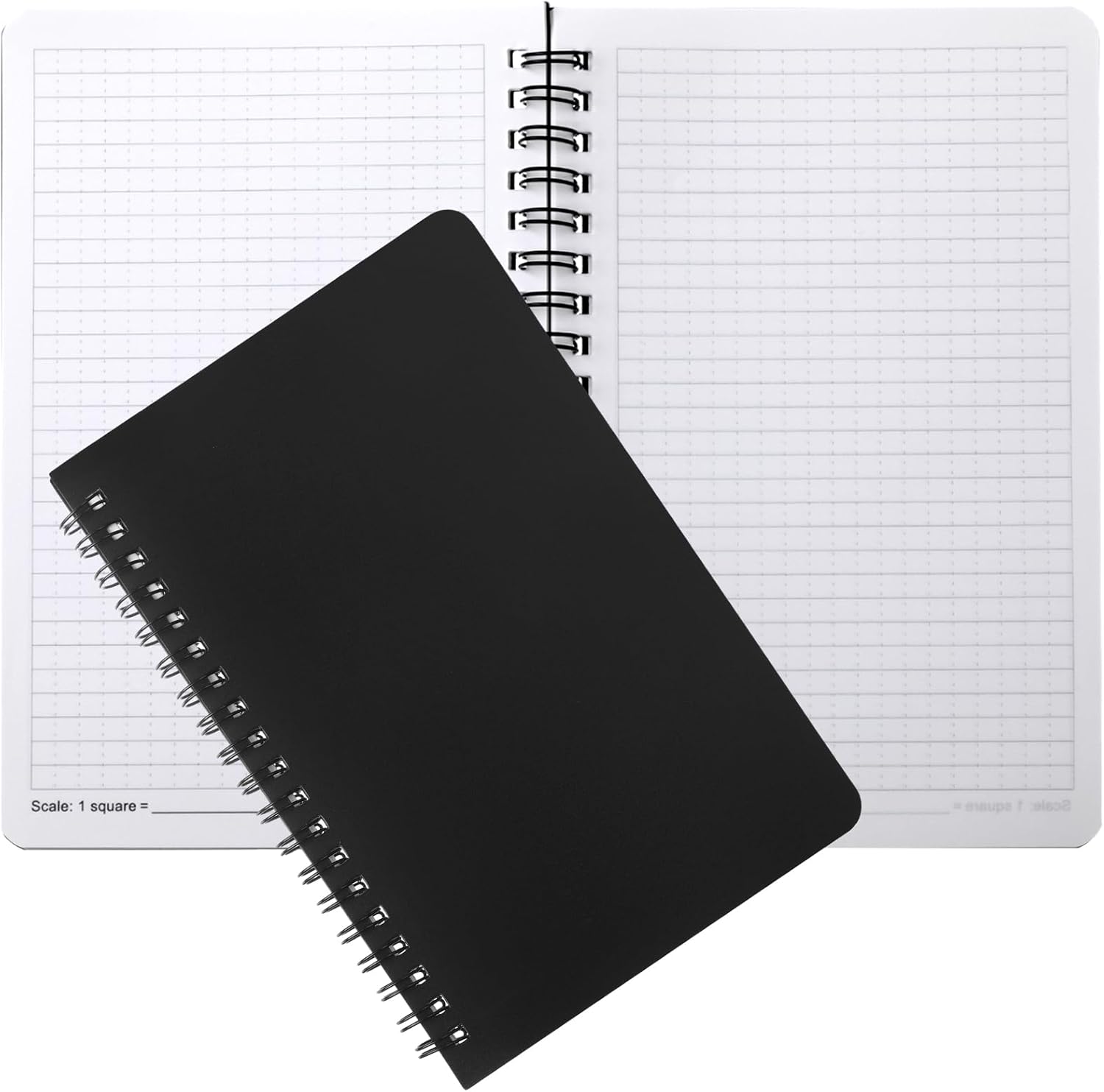 2 Pcs Stone Paper Waterproof Spiral Notebook Journals Notepad Grid Notebooks 5 x 7 Inch Graph Paper Spiral Notepads Waterproof Sheet Journals 64 Pages for Aesthetic School (Black) - Image 1