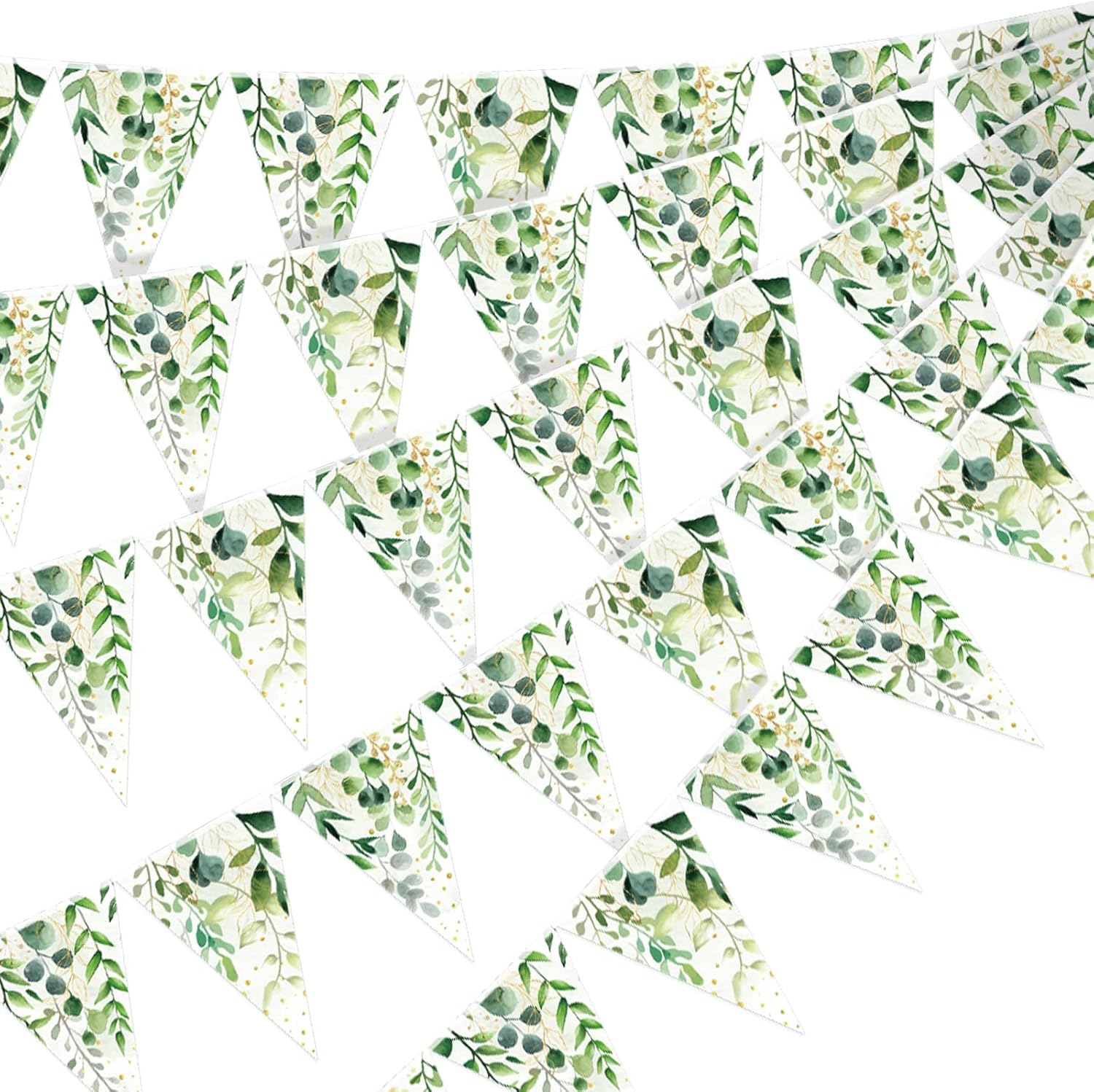 49 ft 60 Pcs Sage Green Party Decorations Bridal Shower Pennant Banners Triangle Flags Paper Banner Hanging Decor for Wedding Bachelorette Birthday Party Decorations Supplies - Image 1