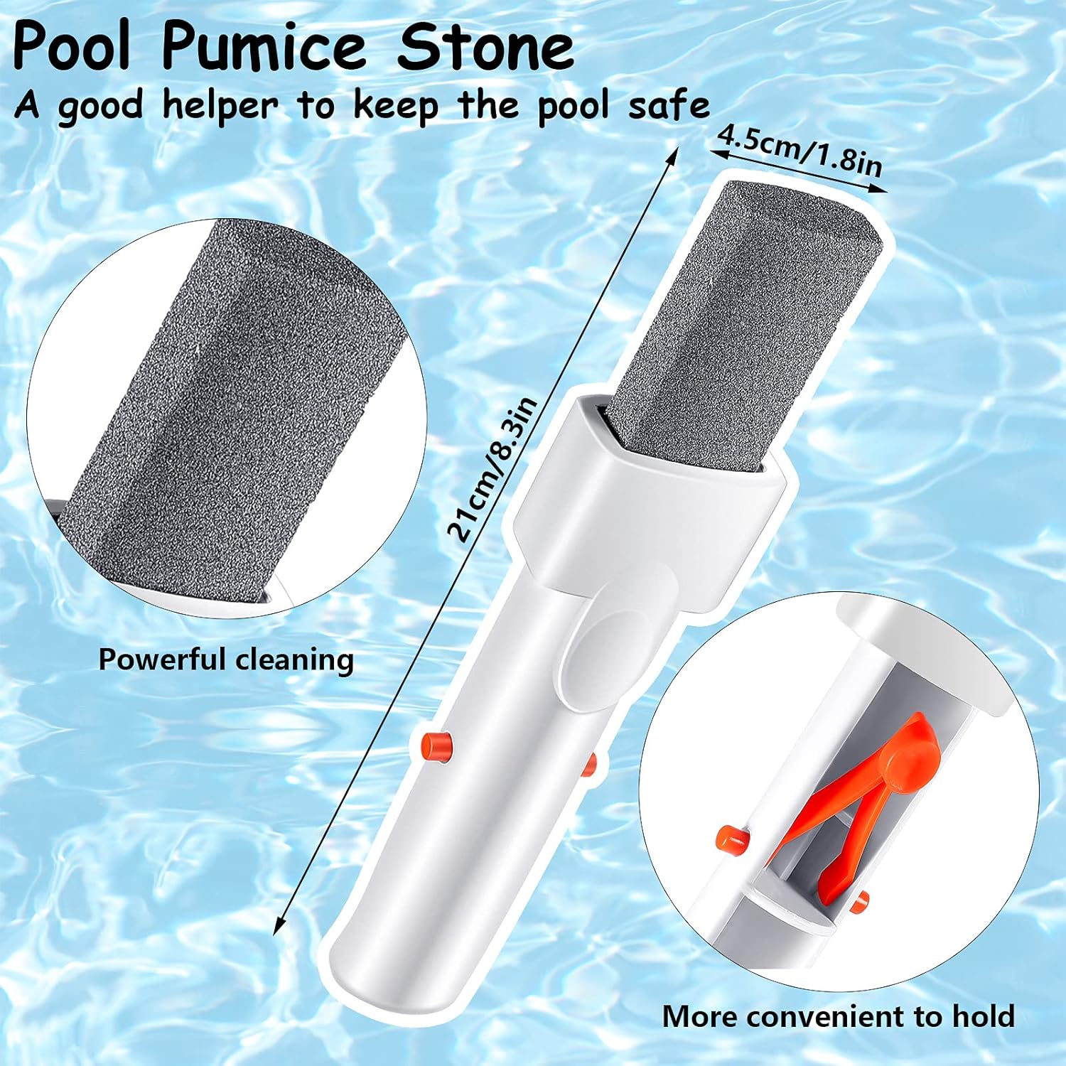 3 Pieces Pool Pumice Stone with Handle Erase Rust Stain Spot Remover Pool Tile Calcium Cleaning Tools Pumice Sticks Stone for Concrete Plaster Pool Spa Toilet Bowl Ring Calcium Tub - Image 2
