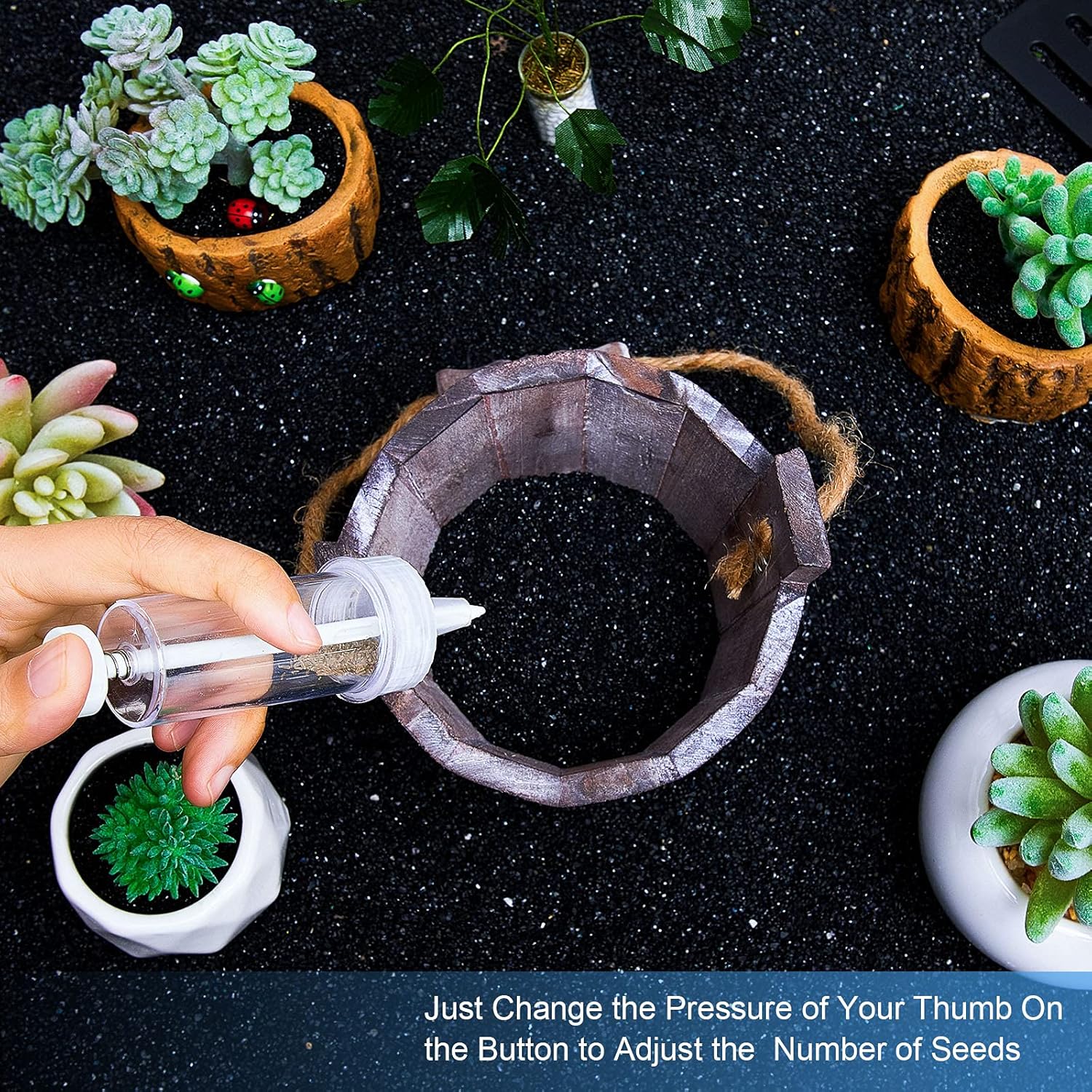 Mini Sowing Seed Dispenser Sower Seed Spreader Garden Planter Hand Seeder Tool Seed Manual Planter Garden Flower Plant Sower Planter Mini Hand Garden Seed Dispenser Planter Starter Seeder - Image 4