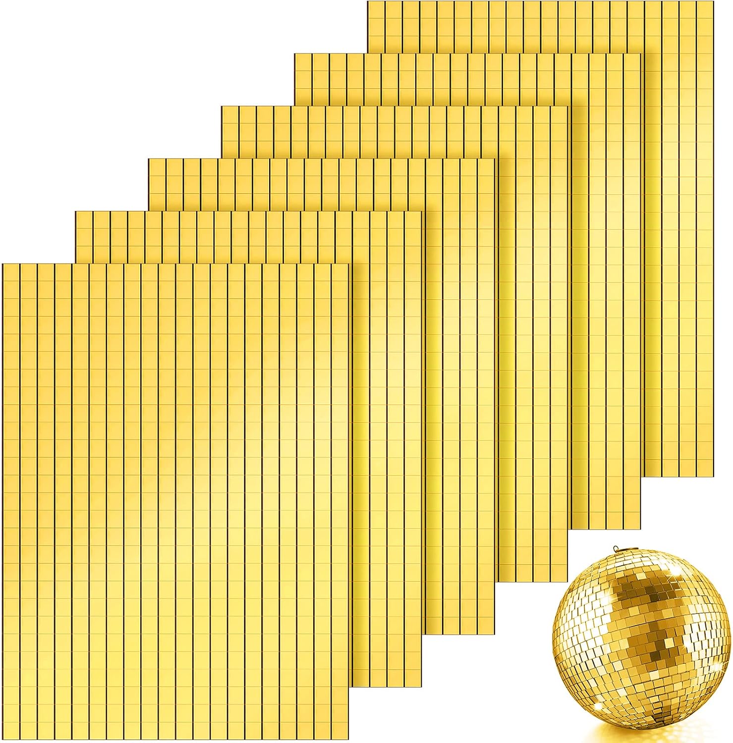 3600 Pieces Mirrors Mosaic Disco Ball Mirror Tiles Self-Adhesive Real Square Glass Mirror DIY Tiles for Craft DIY Glass Decorations Making(Gold,0.2 Inch) - Image 1