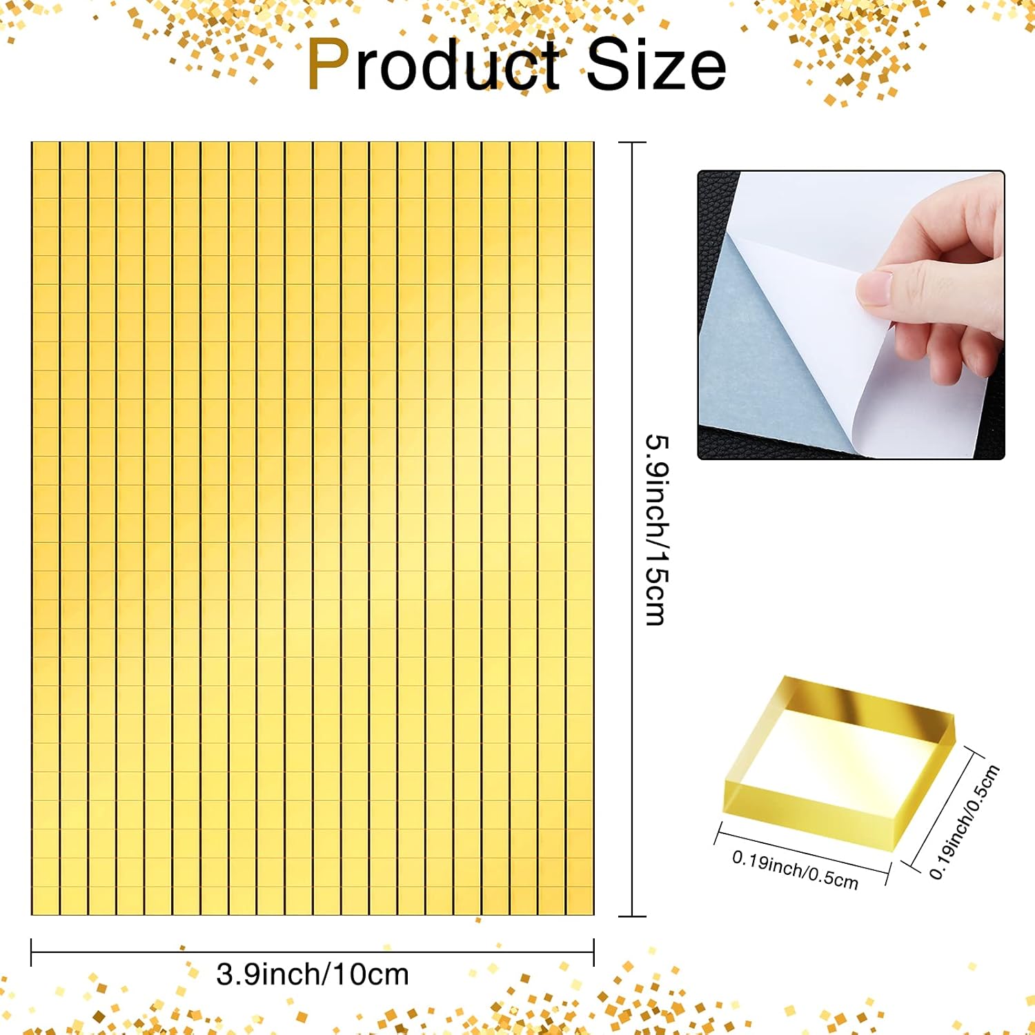3600 Pieces Mirrors Mosaic Disco Ball Mirror Tiles Self-Adhesive Real Square Glass Mirror DIY Tiles for Craft DIY Glass Decorations Making(Gold,0.2 Inch) - Image 2