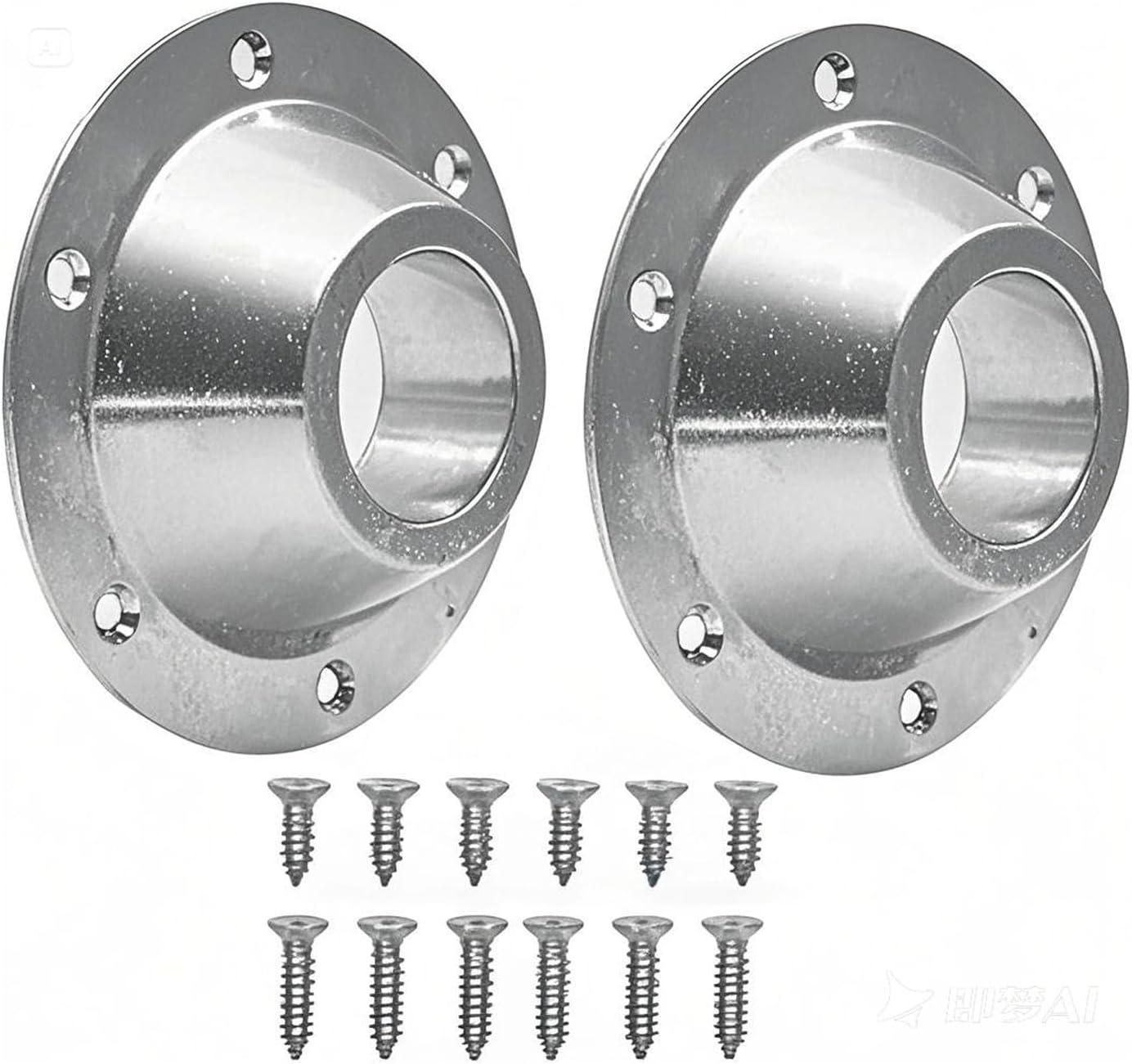 2-Pack RV Table Base Mount,Camper Aluminum RV Pedestal Table Leg Base Flange,Floor Mounting Bracket Flush Plate with 6 Installing Holes,Include Screws for Camper Trailer Motorhome - Image 1