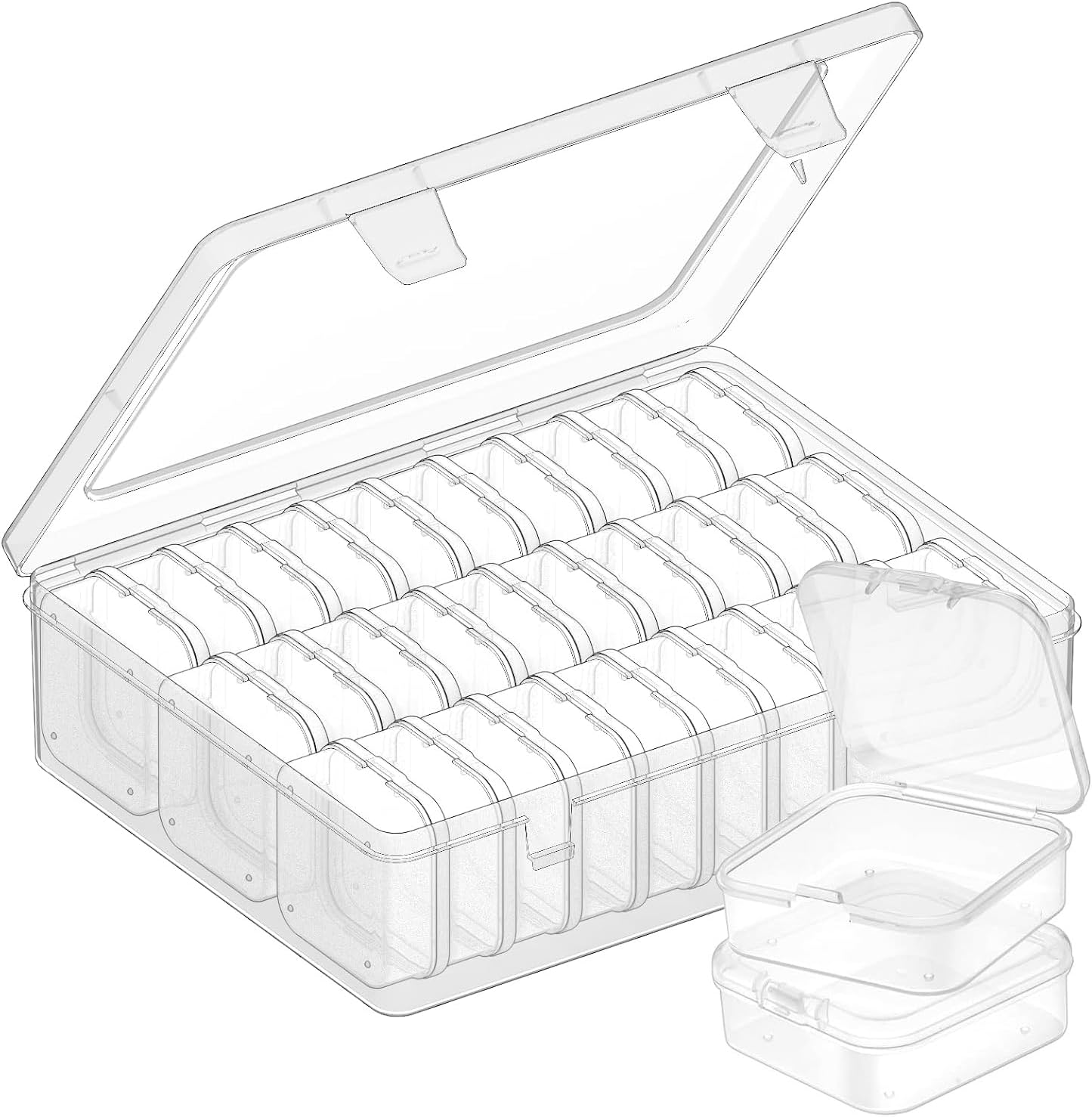 31-Slot Clear Plastic Bead Organizer Box with Hinged Lids - Portable Craft Storage Container for Jewelry Making, DIY Crafts, Nail Art & Small Parts - Image 1