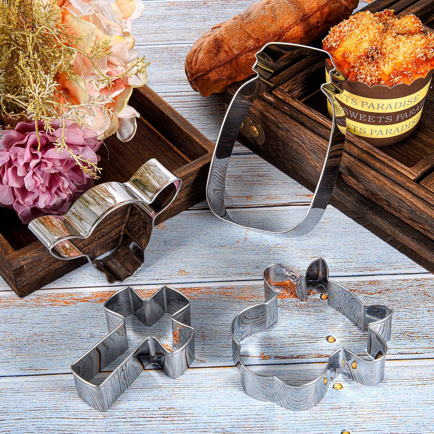 5 Pieces Cow Cookie Cutter Set, Farmhouse Theme, 5 Different Farm Animals Theme Cutters, Steel Cow Head, Milk Bottle, Crossed Cookie Molds for Biscuit and Cakes Kitchen Tool Accessories - Image 5