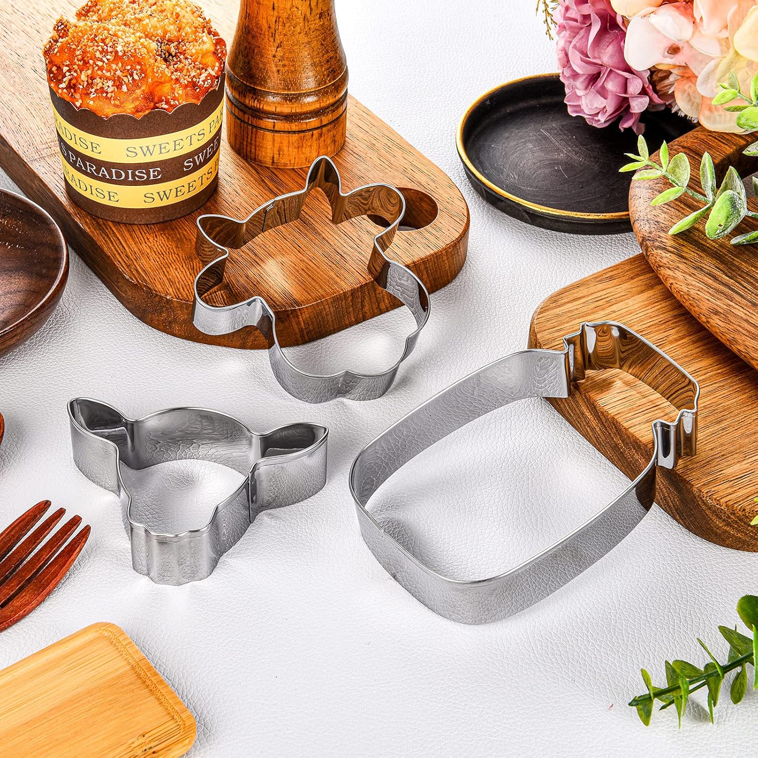 5 Pieces Cow Cookie Cutter Set, Farmhouse Theme, 5 Different Farm Animals Theme Cutters, Steel Cow Head, Milk Bottle, Crossed Cookie Molds for Biscuit and Cakes Kitchen Tool Accessories - Image 6