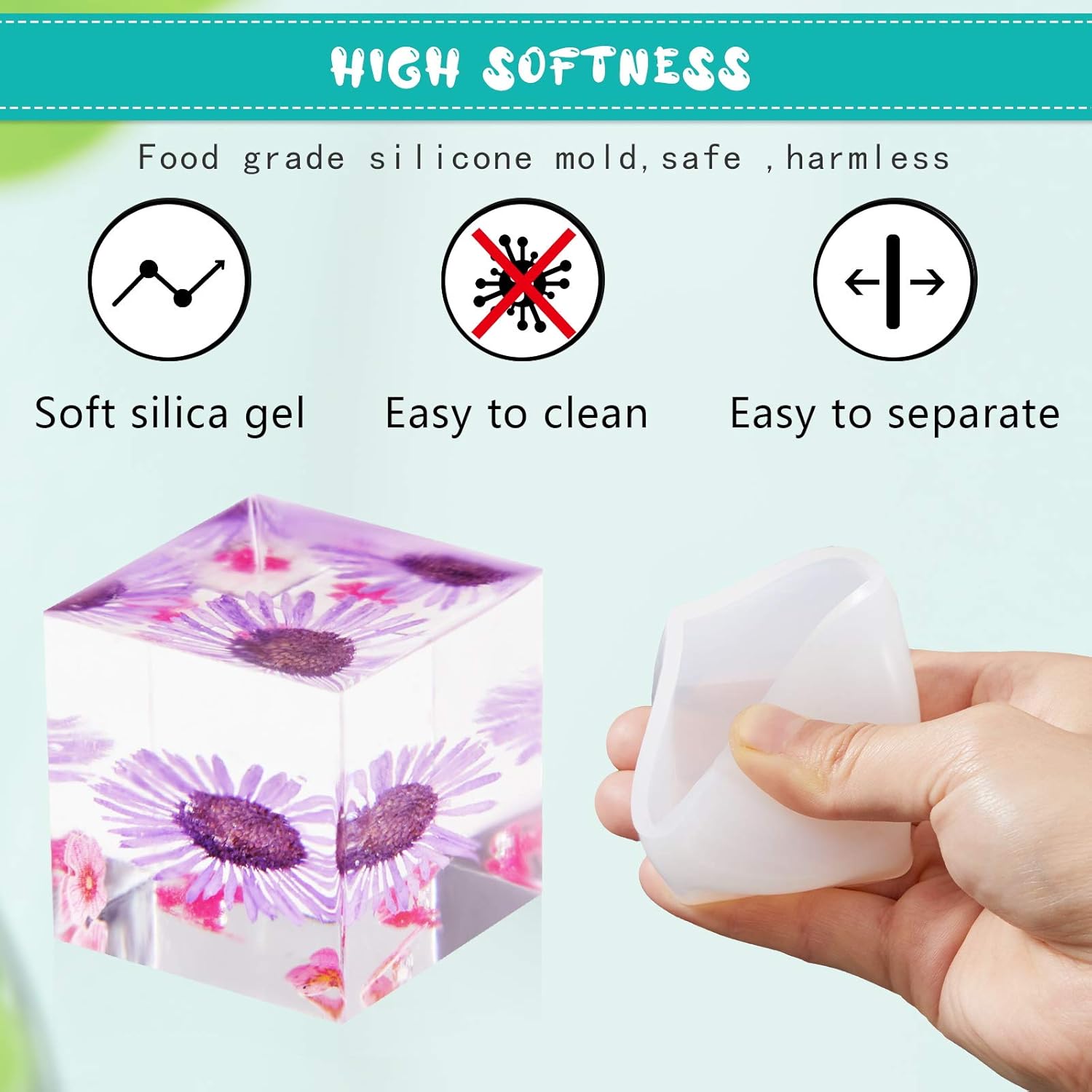 7 Pieces Square Resin Molds Rectangle Resin Molds Candle Mold Cube Casting Molds for Insect Specimen Coaster Flower Pot Candle Soap Jewelry Holder Interior Design DIY Making Craft, 7 Sizes - Image 3