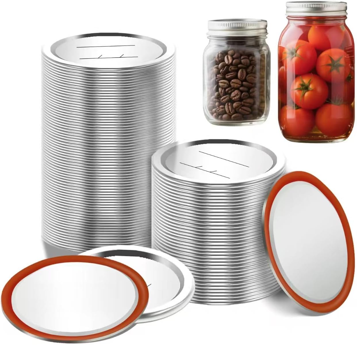100pcs Mason Jar Lids for Wide and Regular Mouth Jars - Canning Lids Regular Mouth, Compatible With Electric Vacuum Sealers (70mm) - Image 1