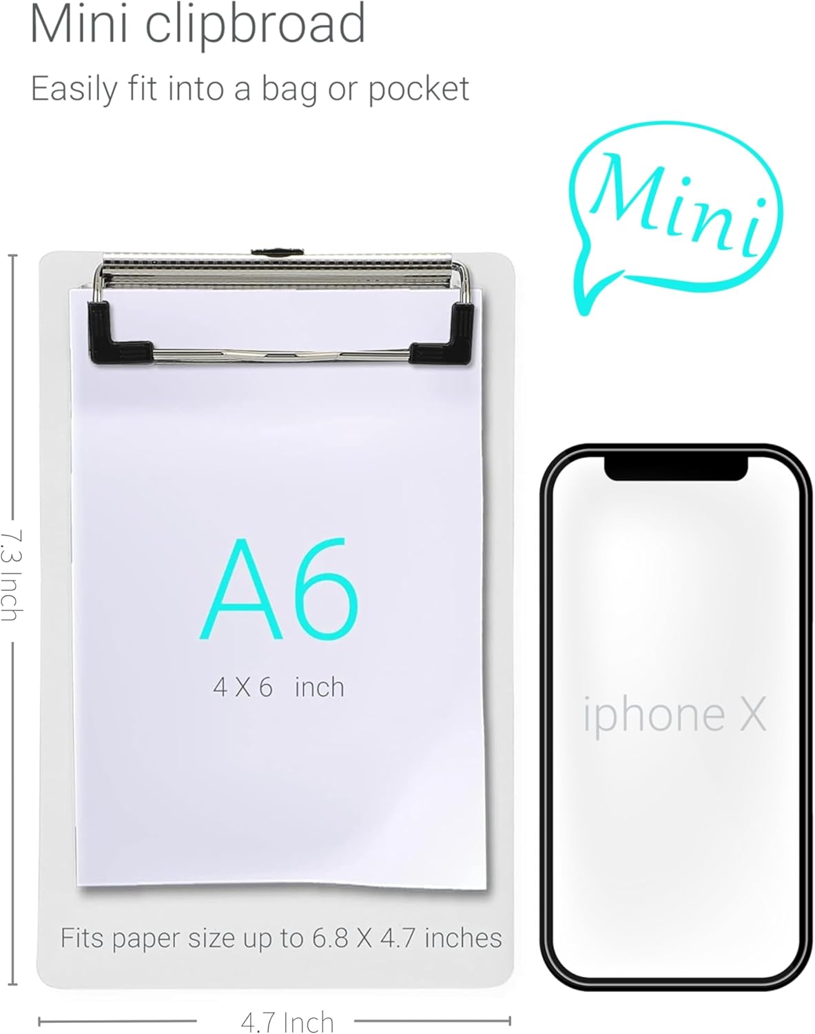 Mini Clipboards, 4.7x7.3 Inch Portable Plastic Clipboards for Receipts & Orders, Ideal for Warehouse, Office, School & Outdoor Work (5-Pack) - Image 2