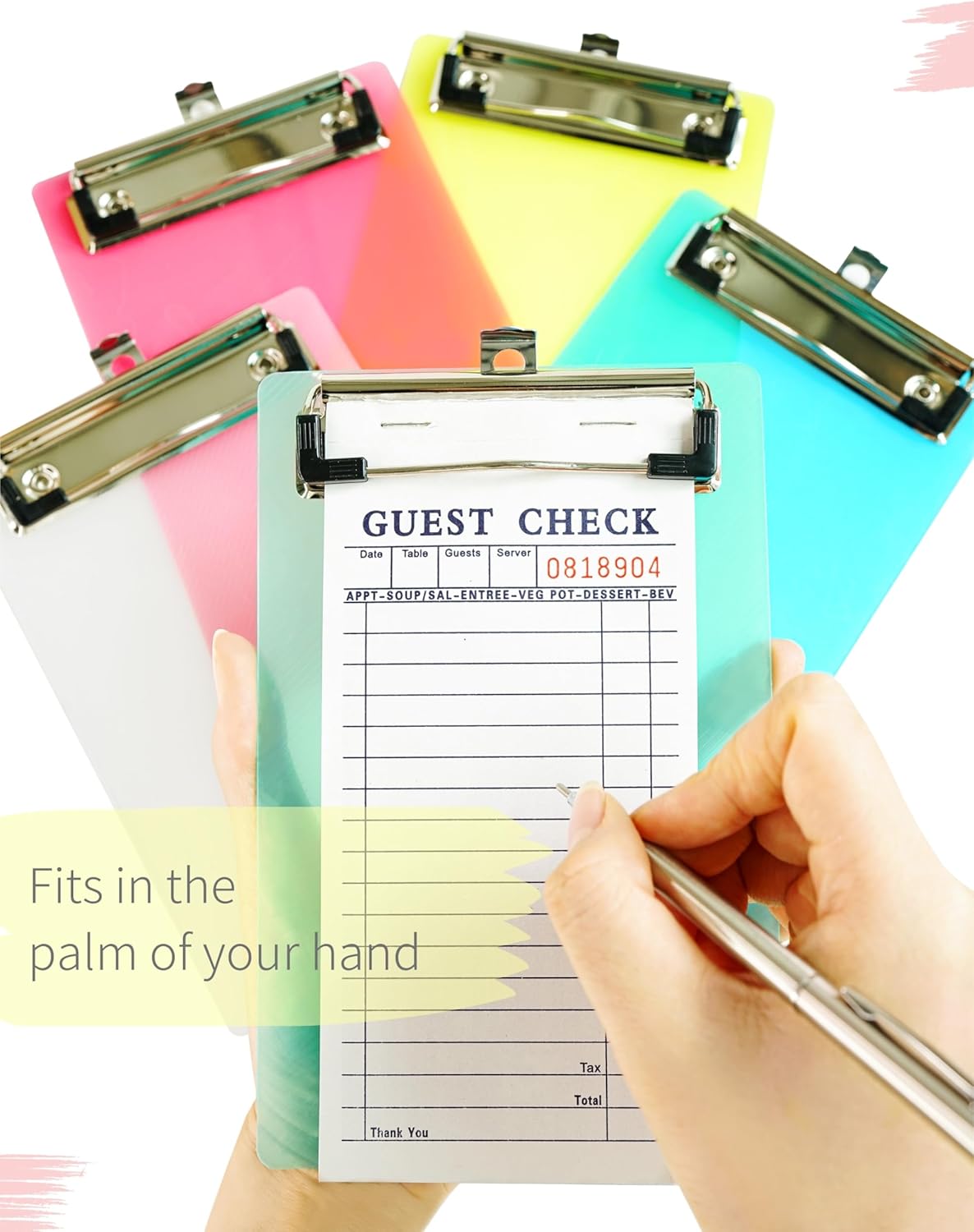 Mini Clipboards, 4.7x7.3 Inch Portable Plastic Clipboards for Receipts & Orders, Ideal for Warehouse, Office, School & Outdoor Work (5-Pack) - Image 3