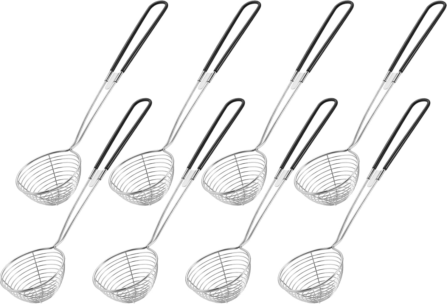 8 Pieces Hot Pot Strainer Scoops, Stainless Steel Hot Pot Strainer Spoons 2. 5 Inch Mini Mesh Skimmer Spoon Asian Ladle with Handle for Home, Black - Image 1