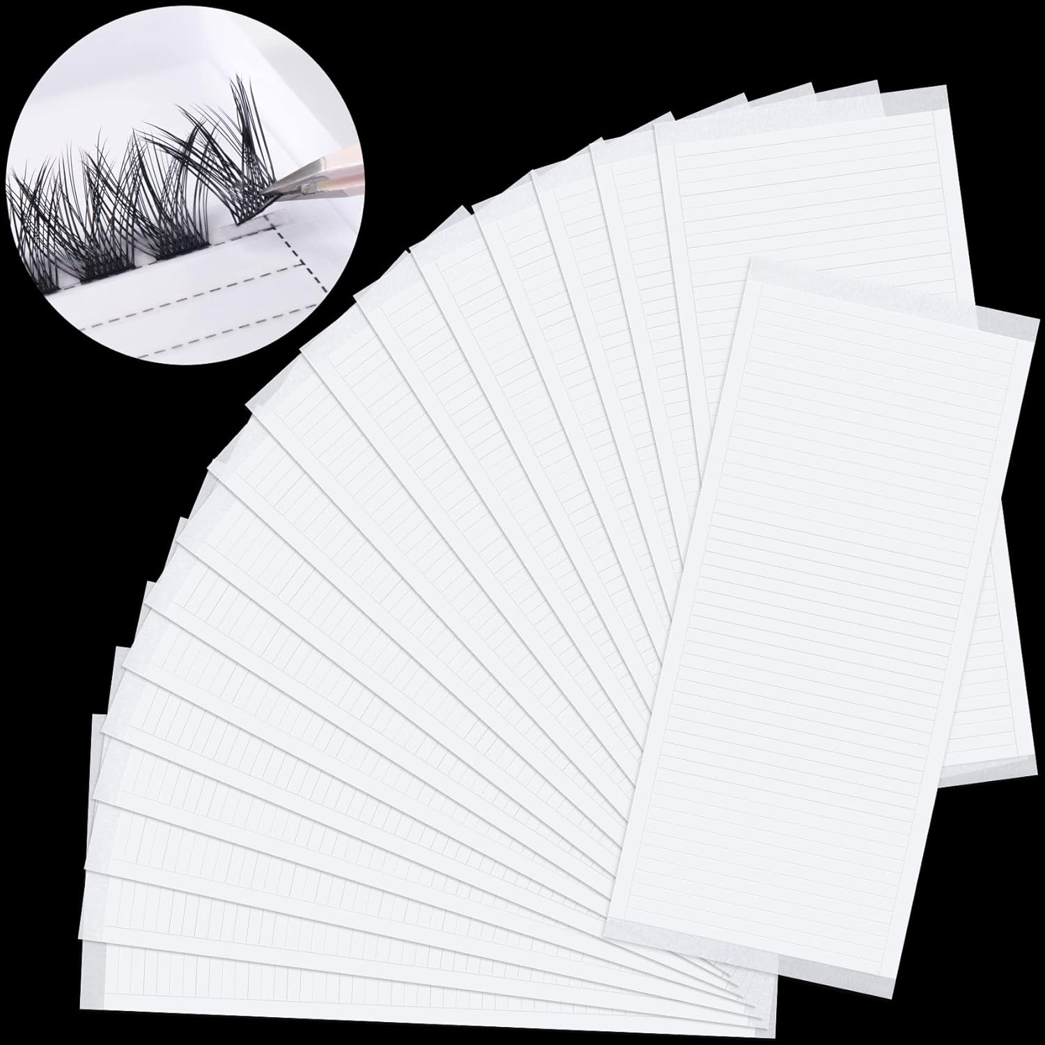 False Eyelash Fans Paper Tape 1000pcs, Double Sided Adhesive Eyelash Fan Tape Holder Sticky Lash Strip, Eyelash Extensions Storage Tape Fast Fan Tapes - Image 1