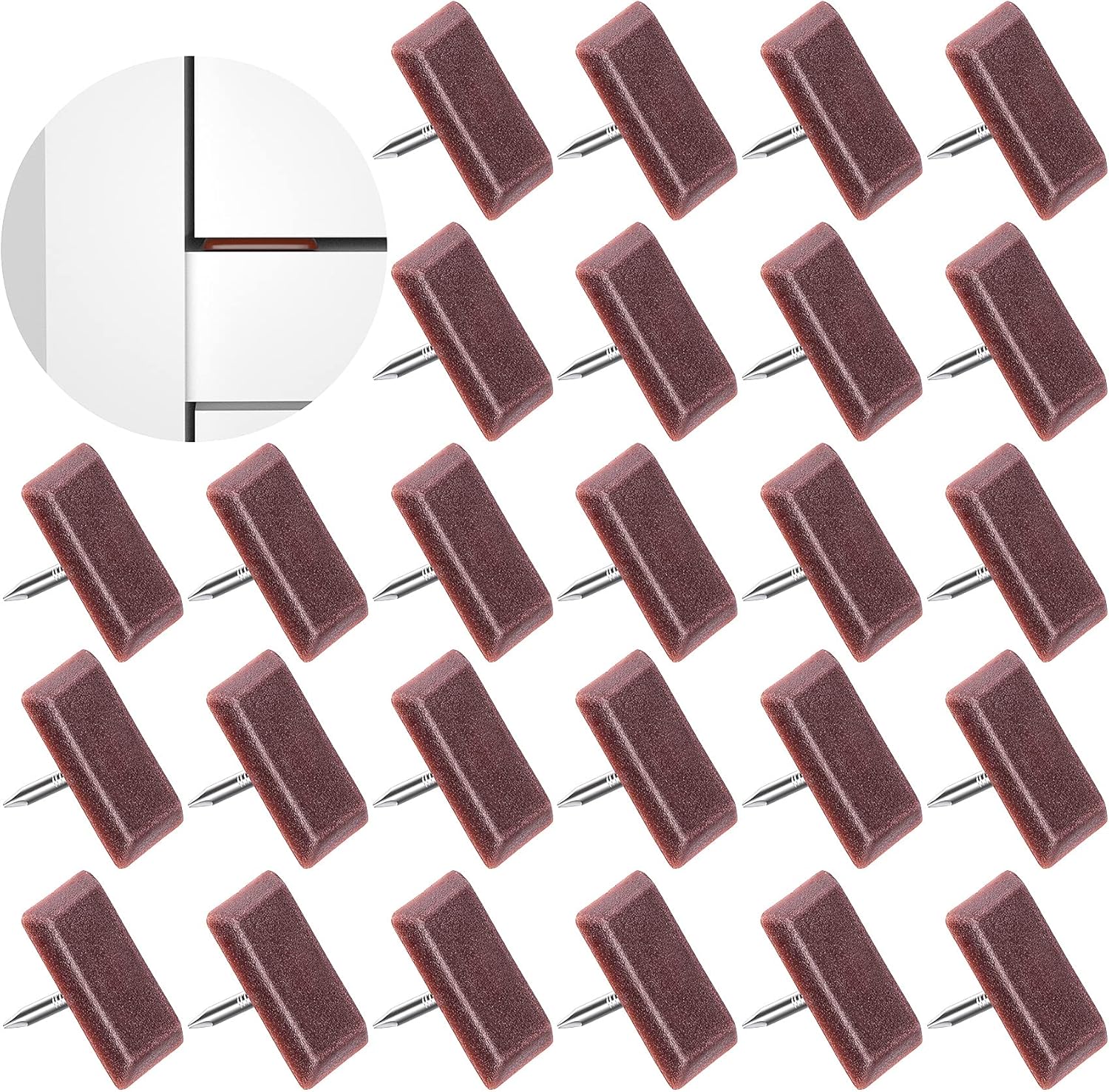 100 Pcs Tack-in Drawer Glides, Furniture Glide Tack with Nail, Dresser Drawer Protector for Repairing (Brown) - Image 1