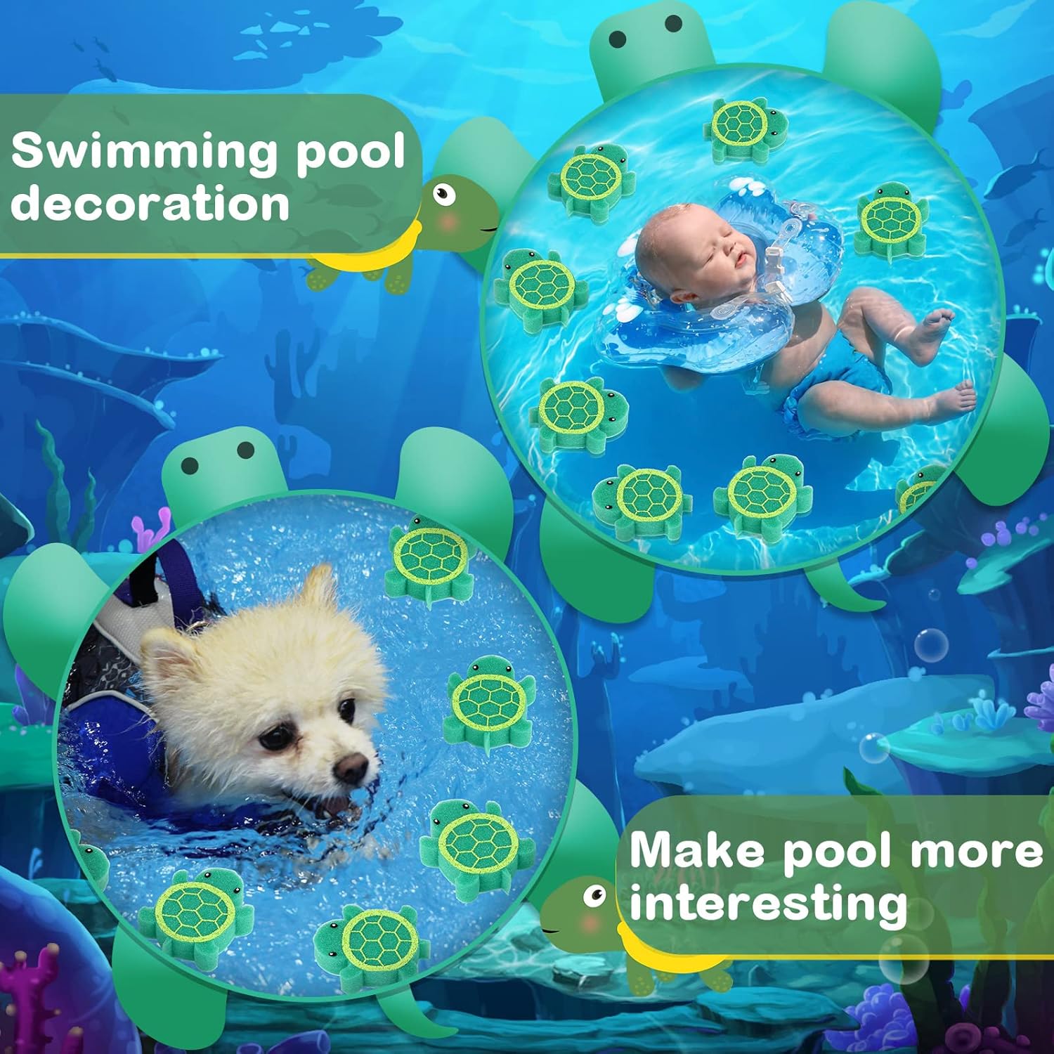 18 Pcs Oil Absorbing Sponge Hot Tub Scum Absorber Swimming Pool Spa Sponge Accessories Cleaning Kit to Collect Scum Grime and Oil from Hot Tub Swimming Pool and Spa(Turtle) - Image 2