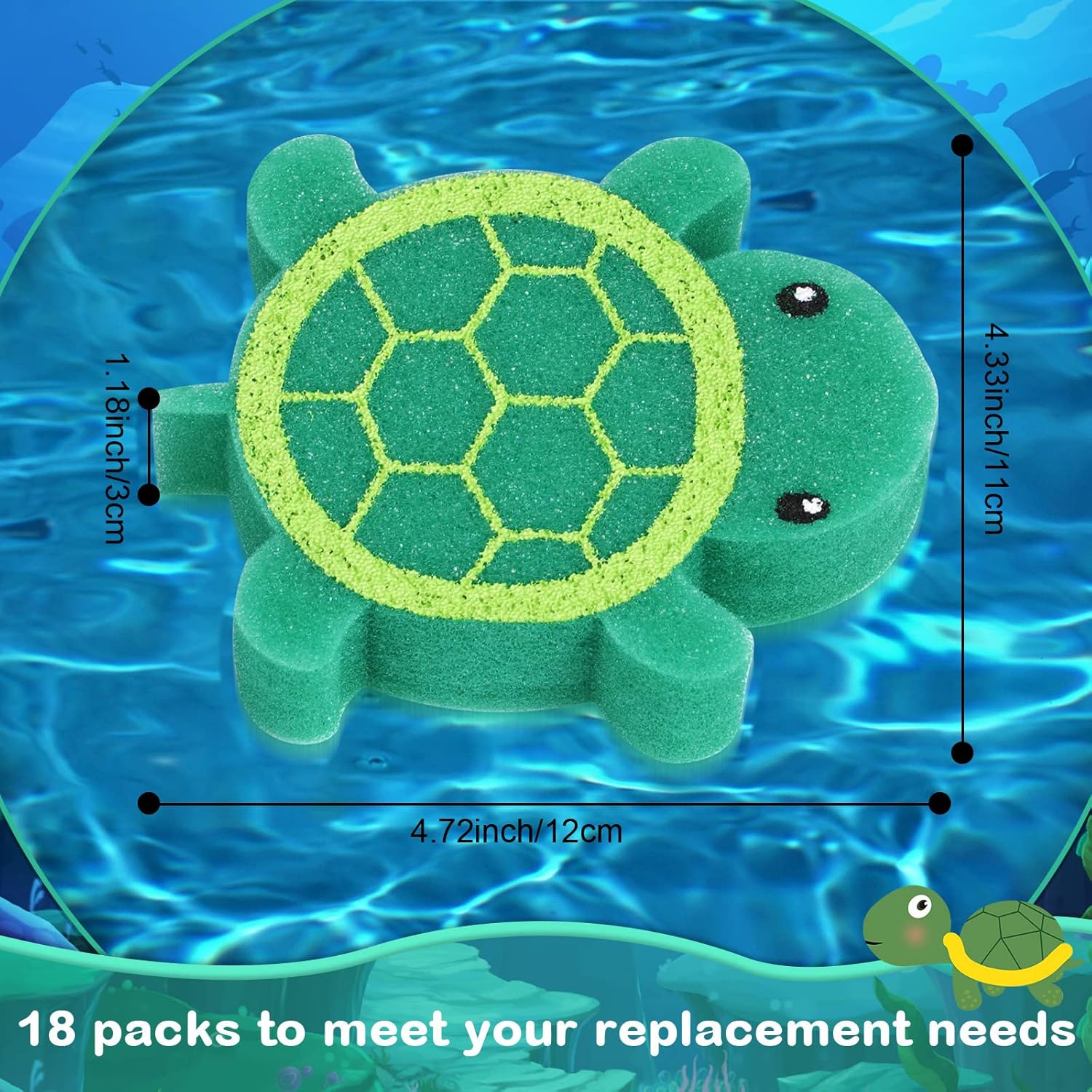18 Pcs Oil Absorbing Sponge Hot Tub Scum Absorber Swimming Pool Spa Sponge Accessories Cleaning Kit to Collect Scum Grime and Oil from Hot Tub Swimming Pool and Spa(Turtle) - Image 5