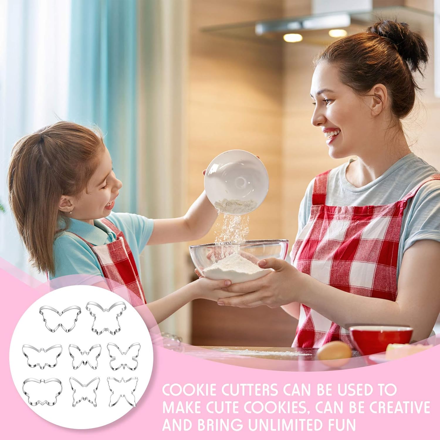 8 Pieces Butterfly Cookie Cutter Set Stainless Steel Metal Biscuit Cutter Mould and 6 Pieces Sugar Stirring Pins for Sandwich Chocolate Fondant Biscuit Cake Kitchen Baking - Image 5