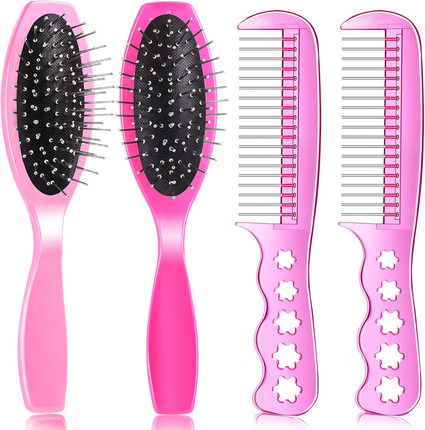 4 Pieces Doll Hair Brush Plastic Pink Wig Accessories for 18 Inch Dolls and Other Hair Care Accessories, 2 Style - Image 1