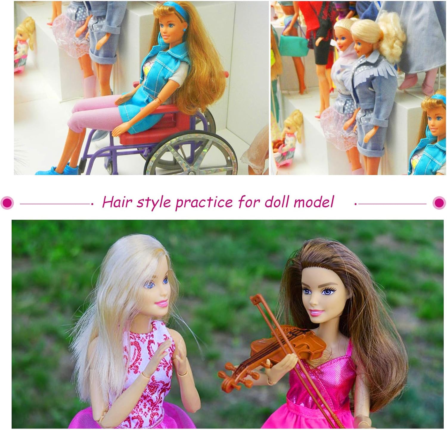 4 Pieces Doll Hair Brush Plastic Pink Wig Accessories for 18 Inch Dolls and Other Hair Care Accessories, 2 Style - Image 5