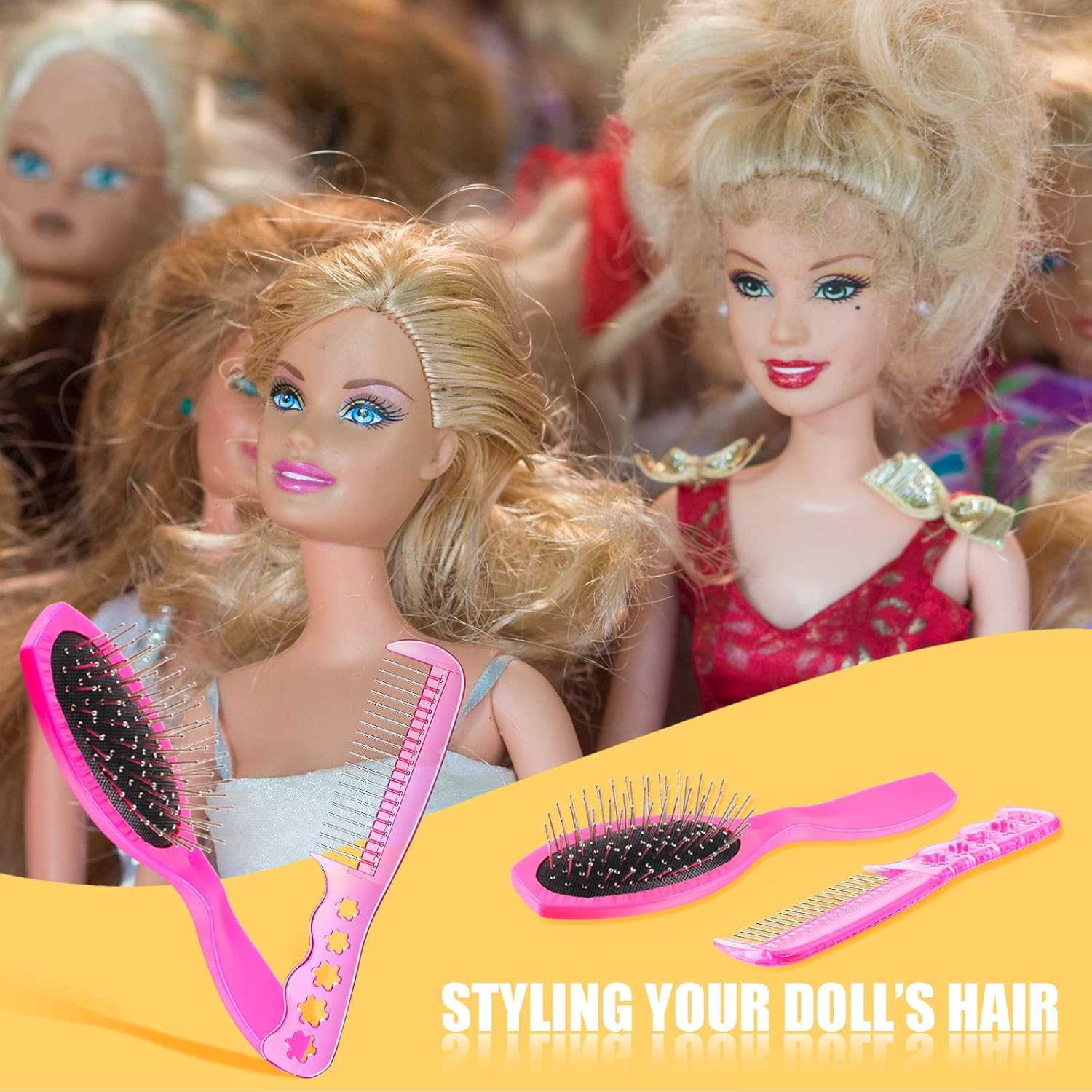 4 Pieces Doll Hair Brush Plastic Pink Wig Accessories for 18 Inch Dolls and Other Hair Care Accessories, 2 Style - Image 6