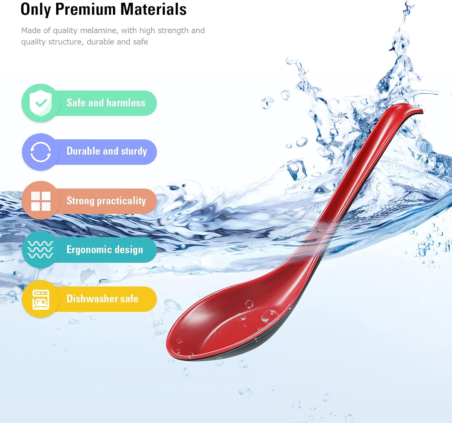 12 Pcs Asian Soup Spoons Hook Soba Noodle Ramen Spoon Chinese Won Ton Soup Asian tableware for Home Kitchen Restaurant - Image 2