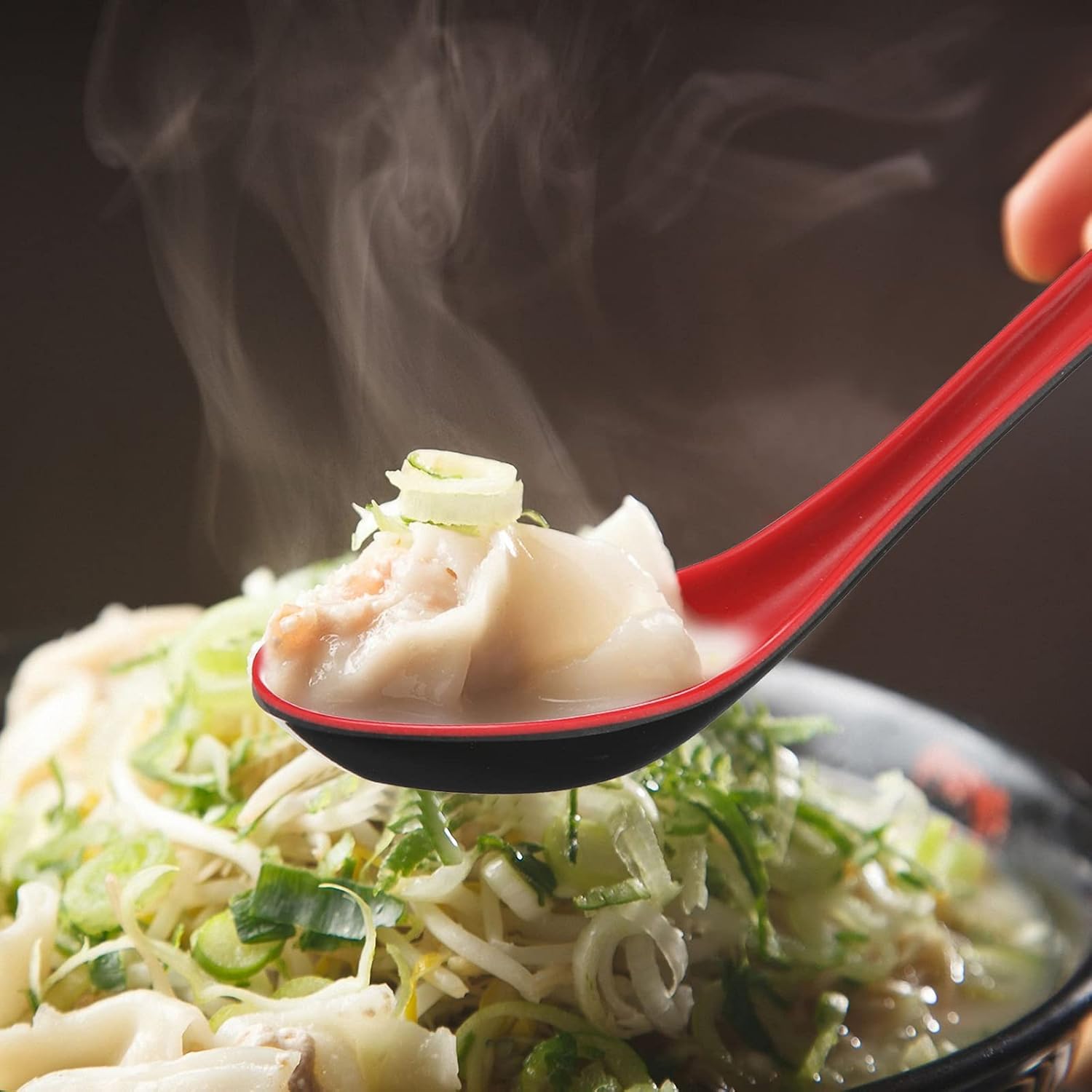 12 Pcs Asian Soup Spoons Hook Soba Noodle Ramen Spoon Chinese Won Ton Soup Asian tableware for Home Kitchen Restaurant - Image 5
