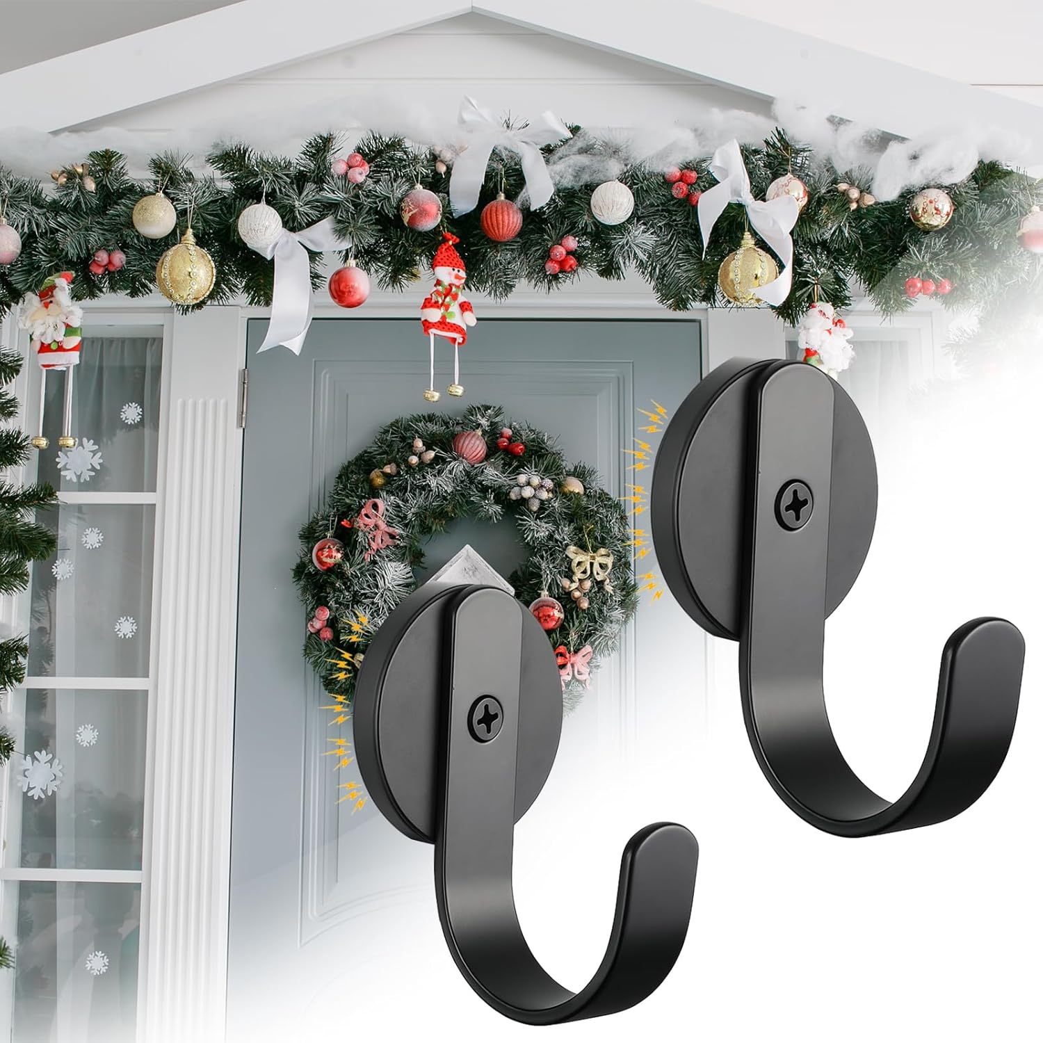 2 Pcs Magnetic Hanger Heavy Duty Magnetic Wreath Hook for Metal Door Window Refrigerator Office Kitchen Valentines Holiday Party Decoration - Image 1