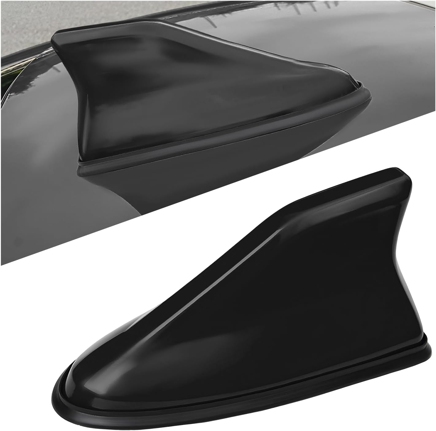 Shark Fin Antenna Cover for Car, Auto AM/FM Radio Signal Base Top Roof Aerial Cover with Adhesive Tape, Fashionable Shark Antenna Base Universal Replacement for Sedan SUV Van (Black) - Image 1
