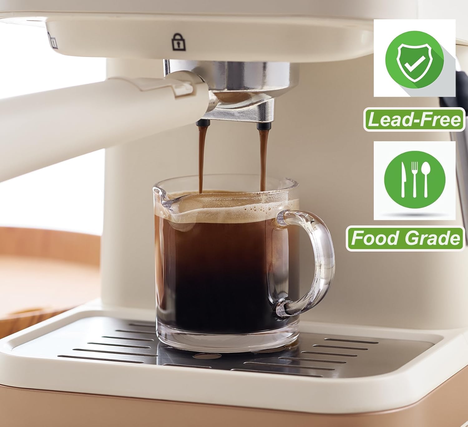 Ackers Shot Glasses Espresso Parts 4.5OZ Double Spouts Milk Cup Clear Glass (Pack of 2) - Image 3