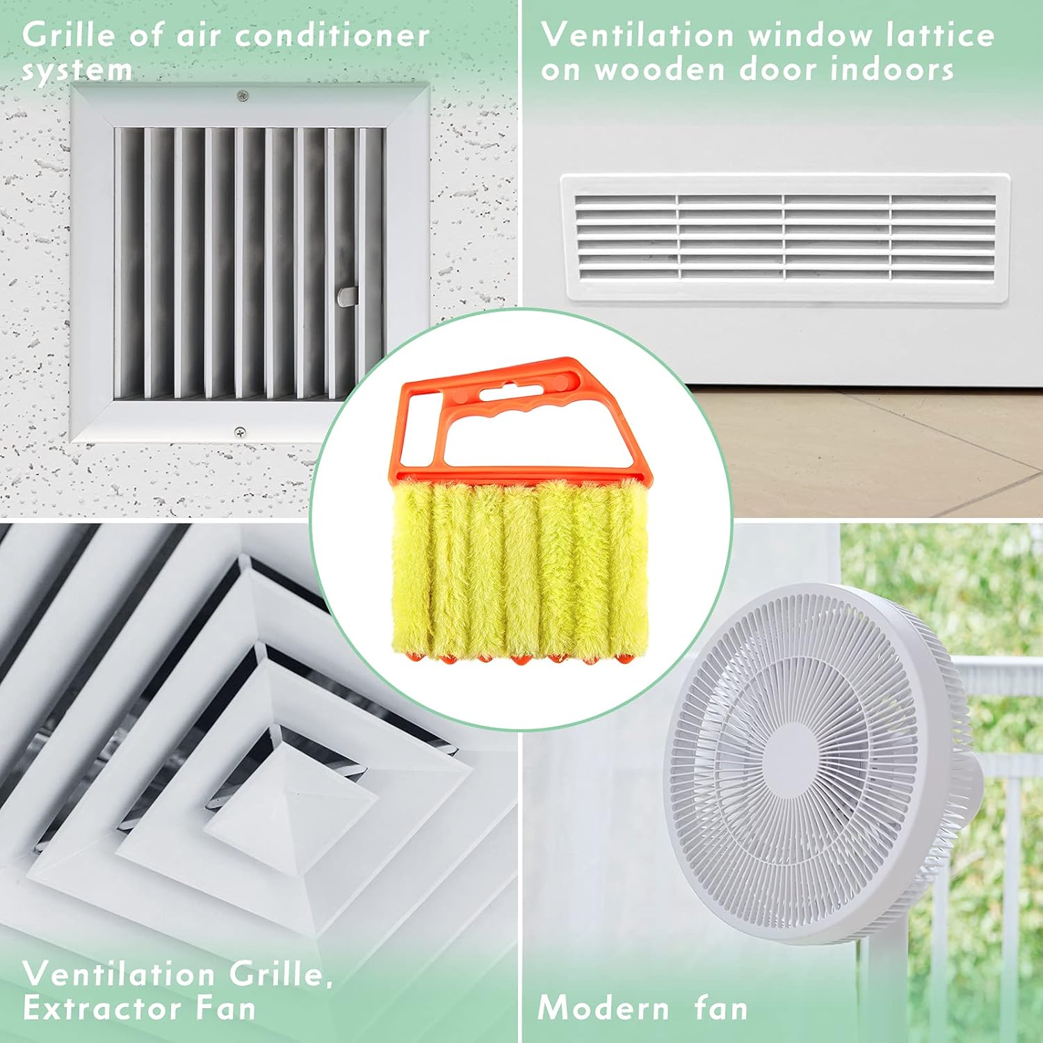 3 Pieces Blind Cleaner Duster Tool 7 Finger Dusting Cleaner for Window Venetian Washable Mini Brush Hand Held Tool for Air Conditioner Dust Dirt (3 Colors) - Image 2
