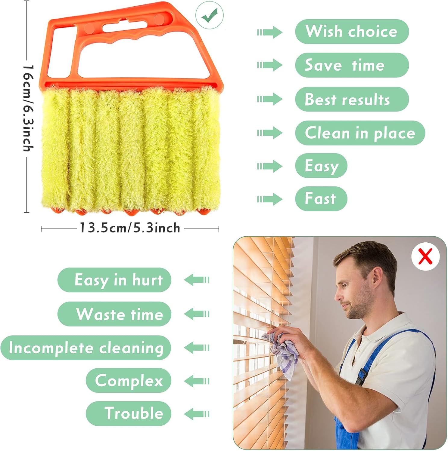3 Pieces Blind Cleaner Duster Tool 7 Finger Dusting Cleaner for Window Venetian Washable Mini Brush Hand Held Tool for Air Conditioner Dust Dirt (3 Colors) - Image 6