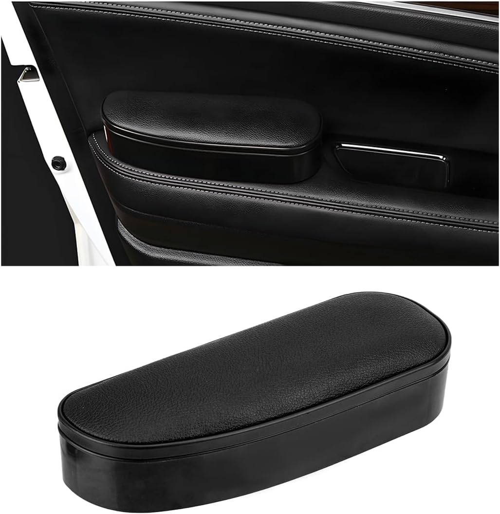 Car Armrest Support Cover, Leather Adjustable Car Armrest Support Left Elbow Pad Extender, Comfortable Car Side Door Armrest Pillow with Storage Box Relieves Driver Arm Fatigue (Black, Style 2) - Image 1