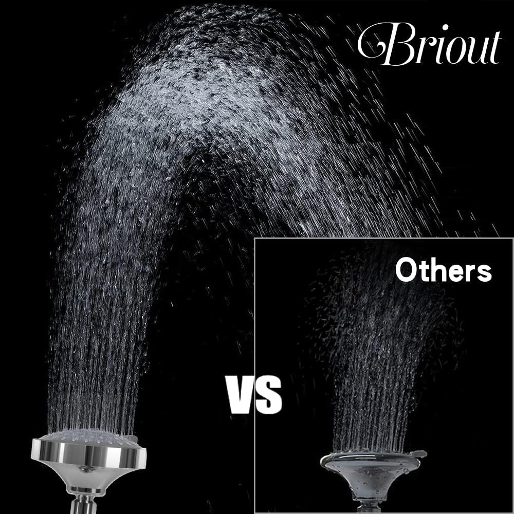 Shower Head, High Pressure Shower Heads 4.1 Inch 5 Settings Rain High Flow Fixed Showerhead for Luxury Shower Experience Even at Low Water Pressure, Chrome - Image 2