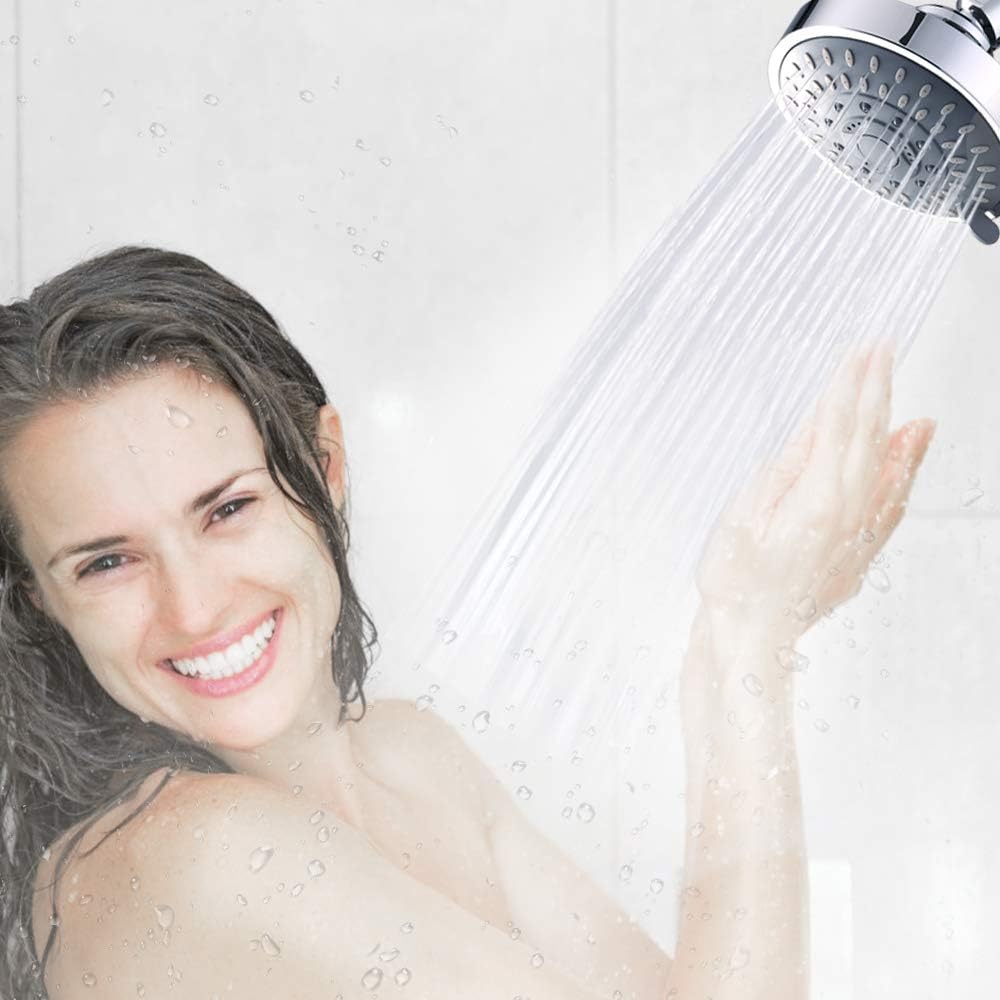 Shower Head, High Pressure Shower Heads 4.1 Inch 5 Settings Rain High Flow Fixed Showerhead for Luxury Shower Experience Even at Low Water Pressure, Chrome - Image 7