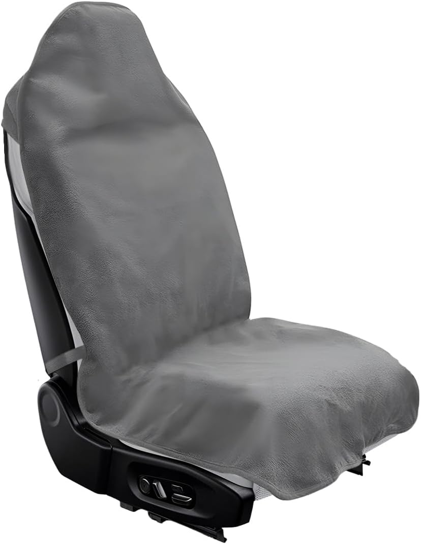 Car Towel Seat Cover, Waterproof Sweating Towel Non-Slip Front Seat Protector, Universal Soft Carseat Protective Cover for Gym Workout Running Swimming, Car Accessories (Gray) - Image 1